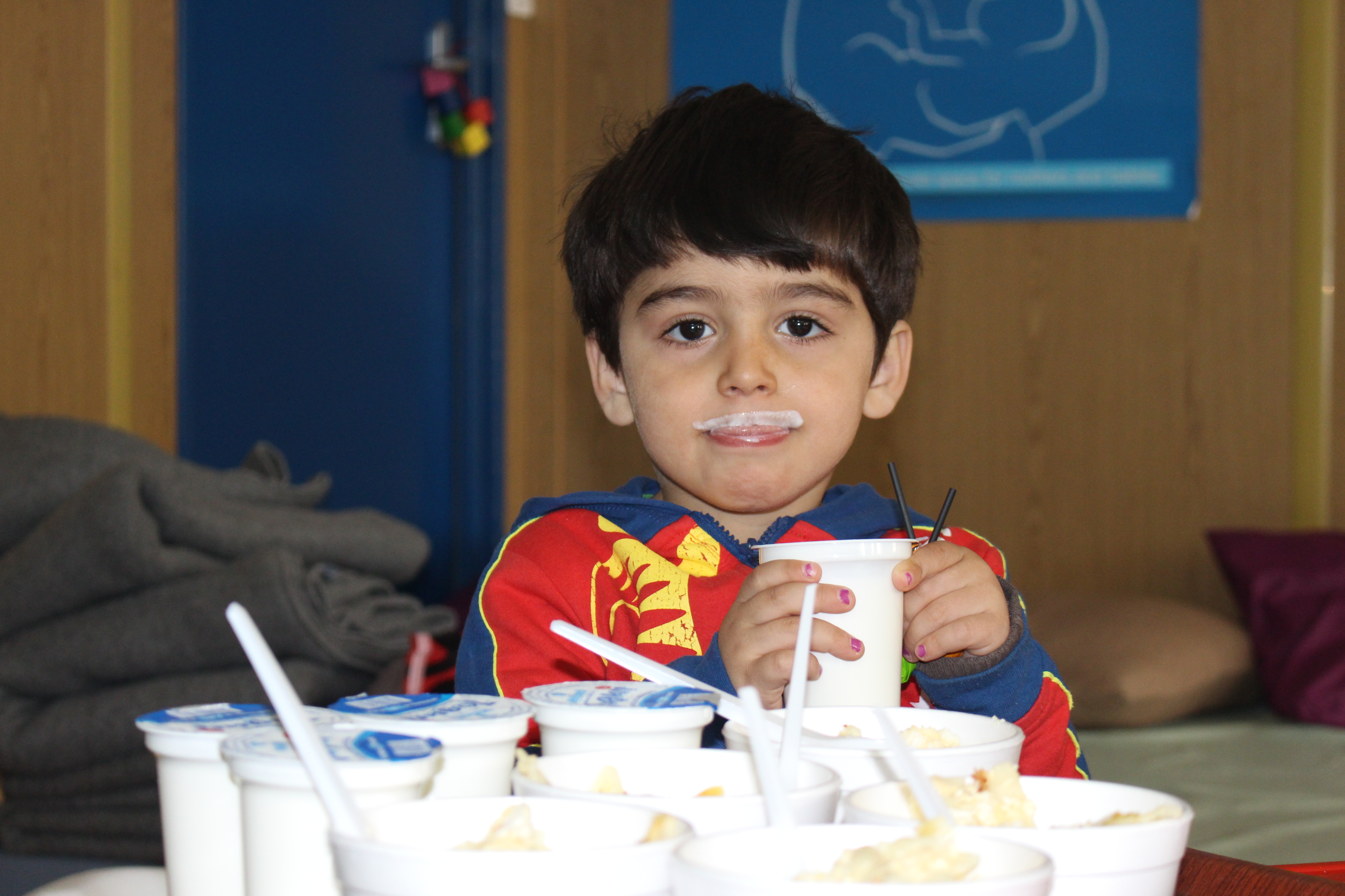 Barran enjoyed his yogurt so much he "grew" white mustaches 