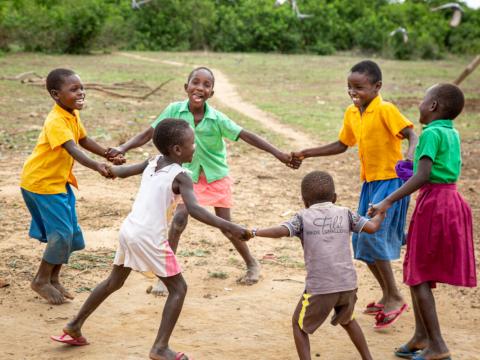 Sponsored children playing in Kenya