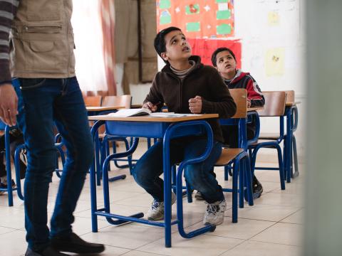 Syria refugee Radwan at school