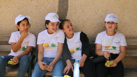 group of Palestinian children attend a Makani club