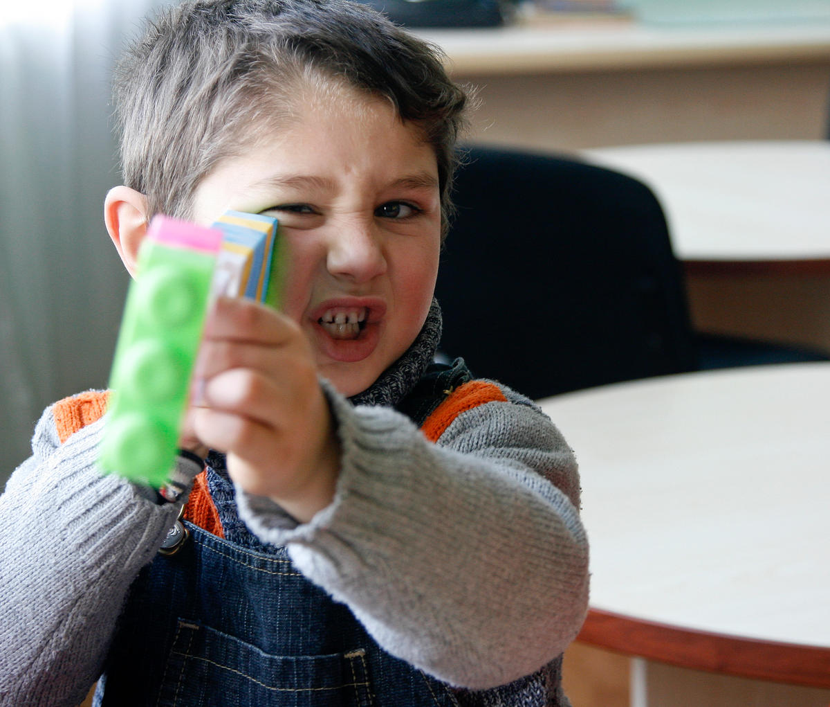 Boy playing with lego