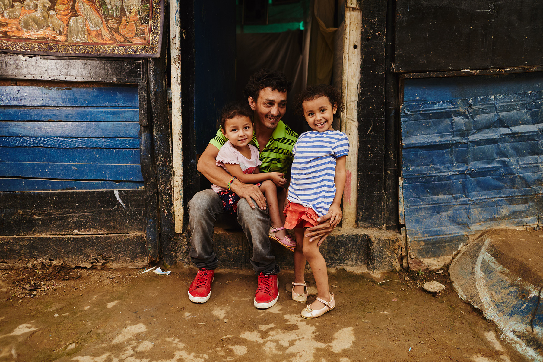 Father with two children