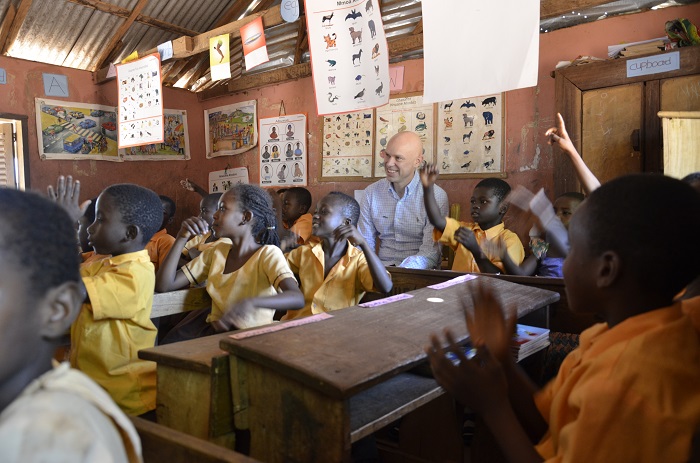 World Vision President, Andrew Morley, visits a reading camp in Ghana