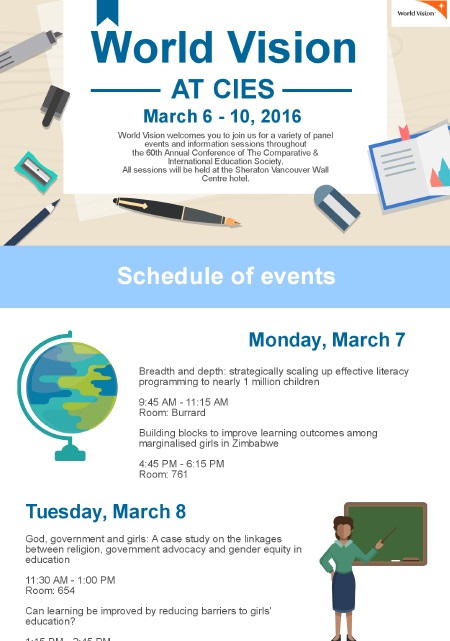 Access World Vision's schedule of events at CIES