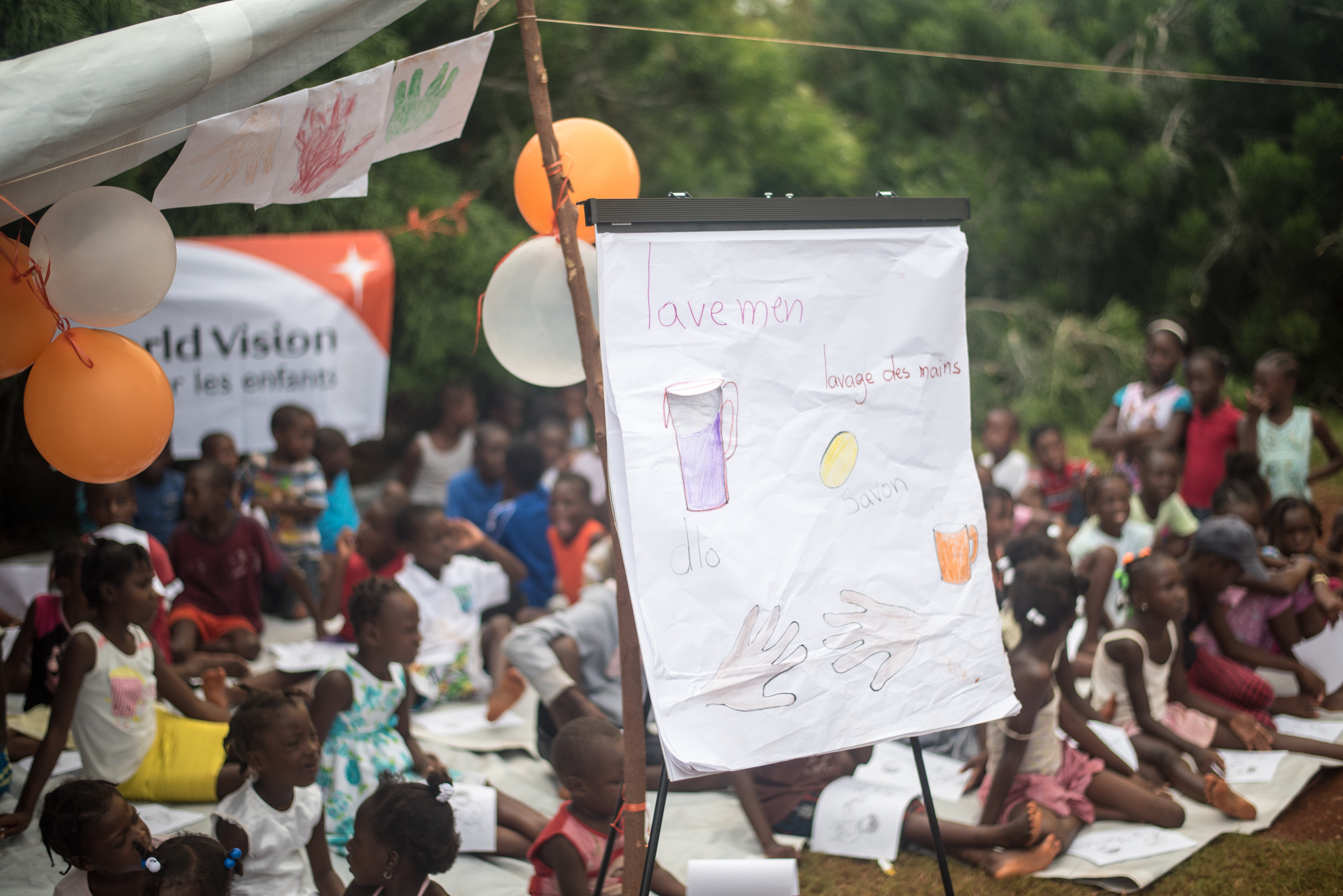 At Child friendly spaces monitors conduct hygiene education for the children attending. They learn the importance of washing their hands and how to keep themselves clean. 