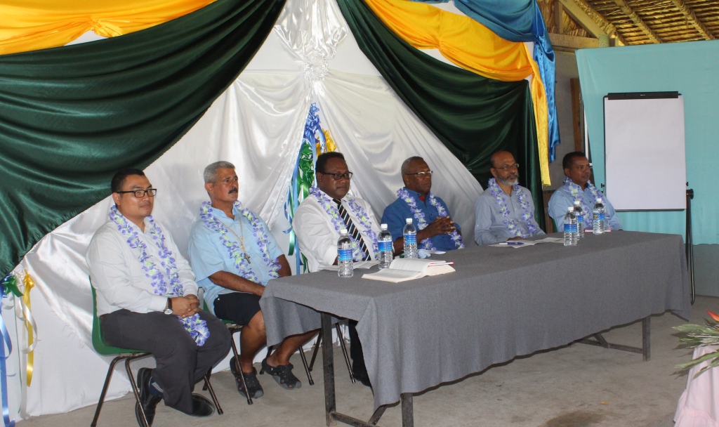 World Vision County Director Janes Ginting, Archbishop Christopher Cardone, Acting Prime Minister Manasseh Maelanga, Pastor Ellison Bako, World Vision’s Director of Faith and Development Ajit Hazra, World Vision Timor-Leste’s  Jose Manuel Mendes