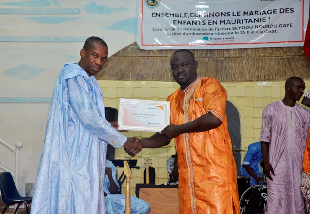 Cérémonie de Nomination de Saidou Nourou Gaye comme Ambassadeur itinérant a World Vision pour la Campagne de lutte contre le mariage des enfants en Mauritanie