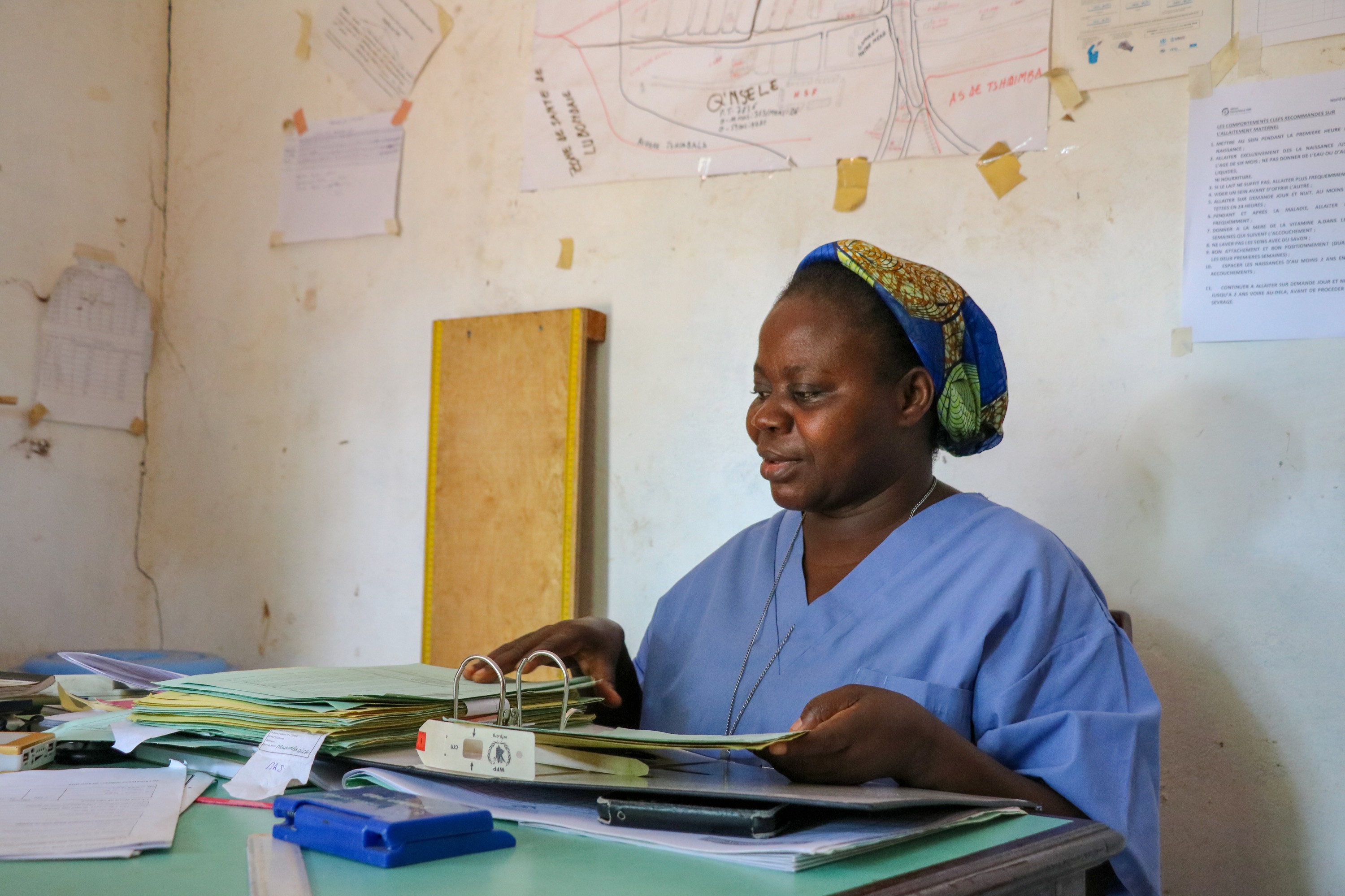 Soeur Hélène manages a health centre in Tshimbulu supported by World Vision to treat malnutrition