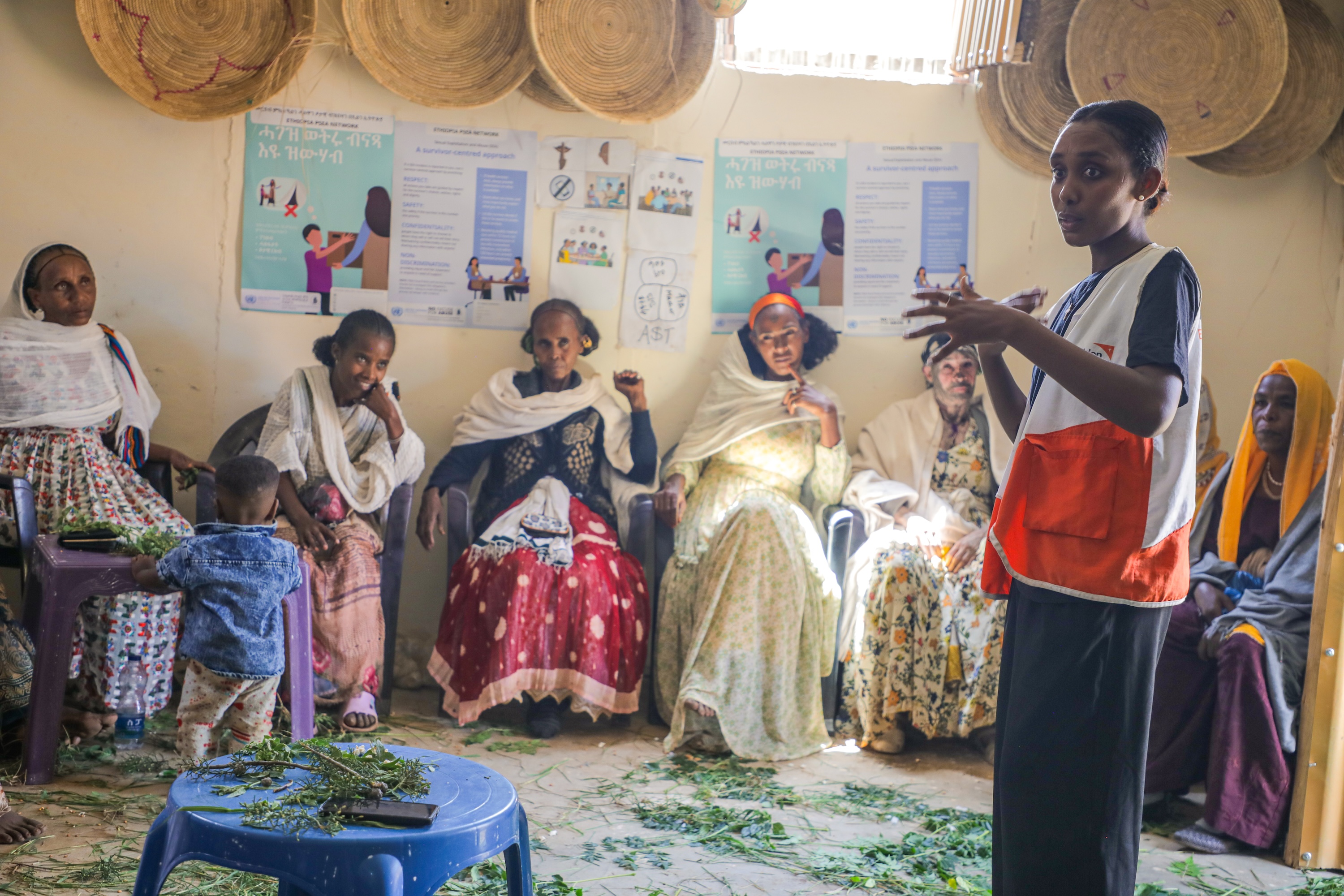 Aberash and other women getting training at the safe space