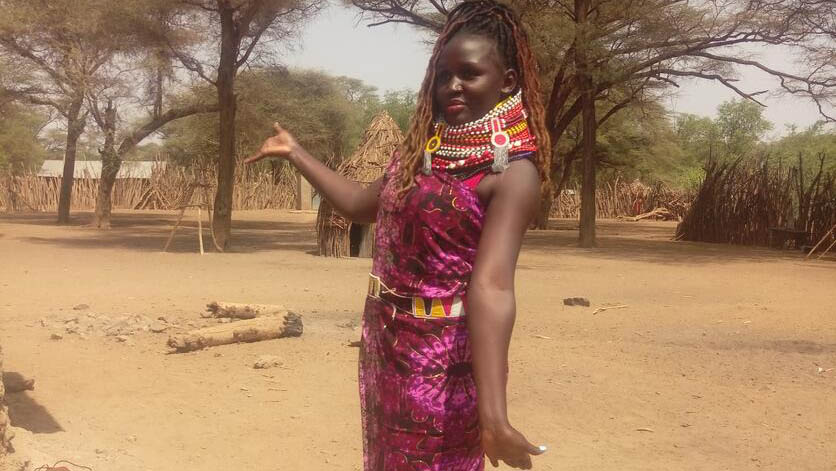 Pauline wearing a traditional Turkana outfit.