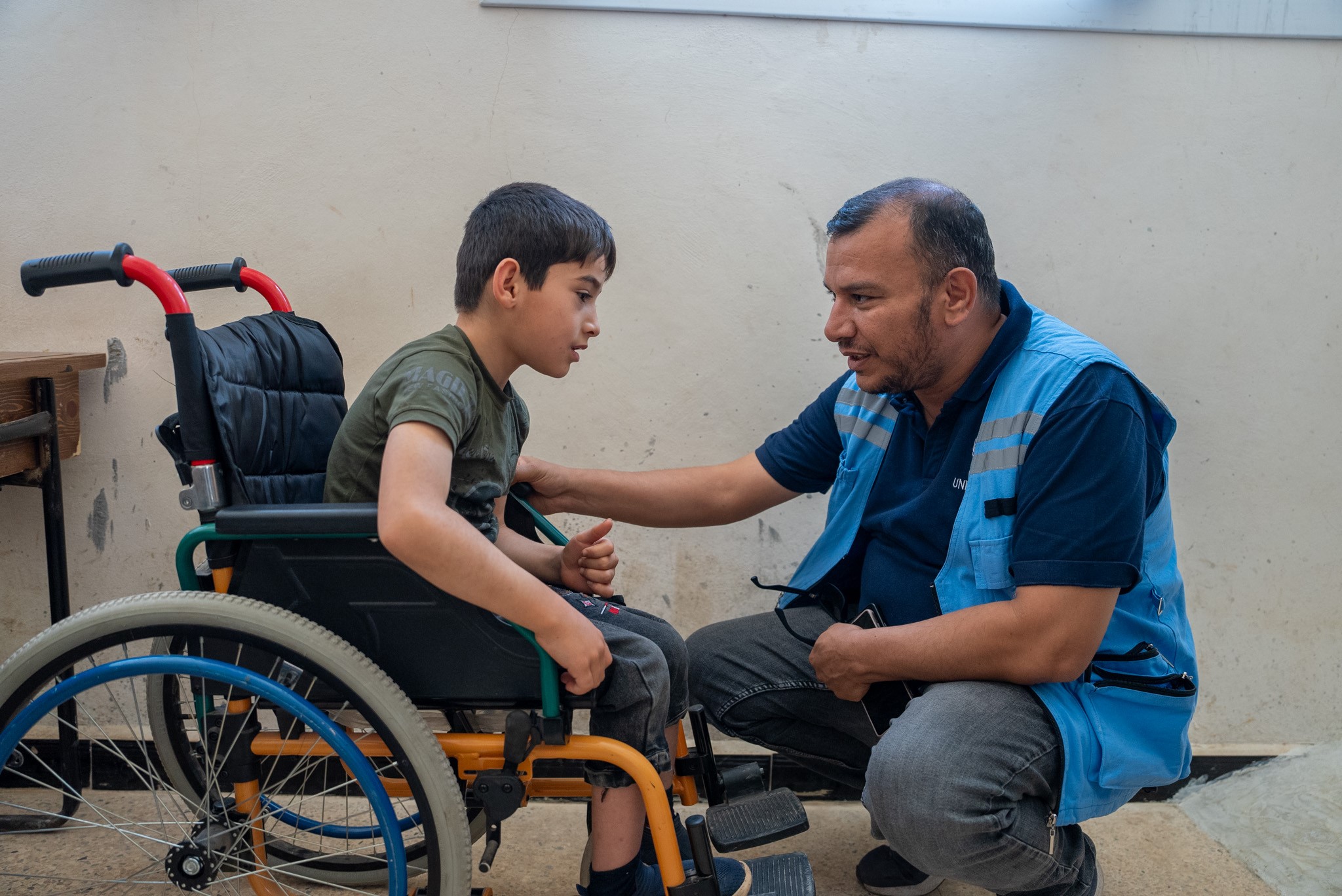 Yassin with Syria Cross-border Humanitarian Fund (SCHF) staff member.
