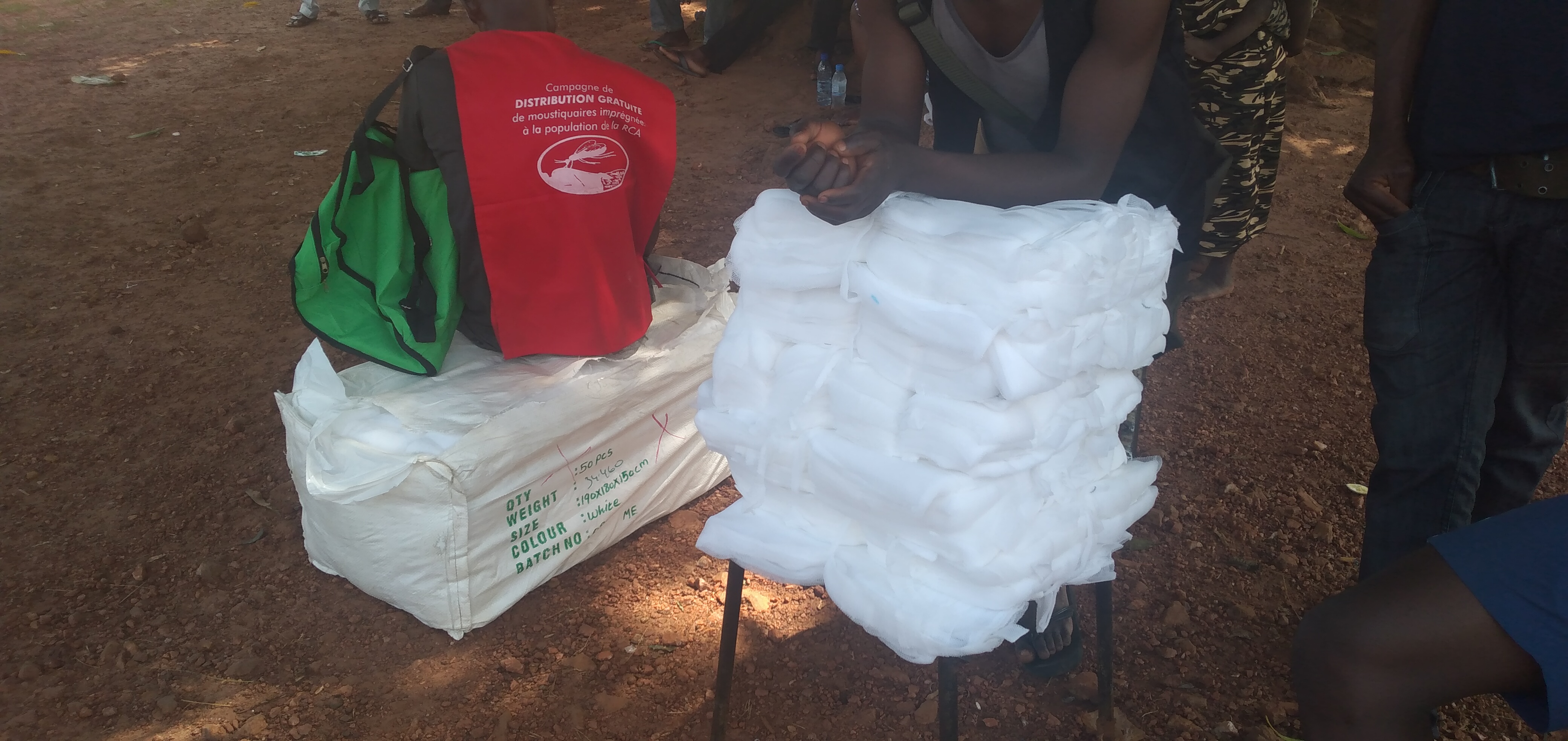Long-lasting insecticidal nets during a distribution campaign in CAR