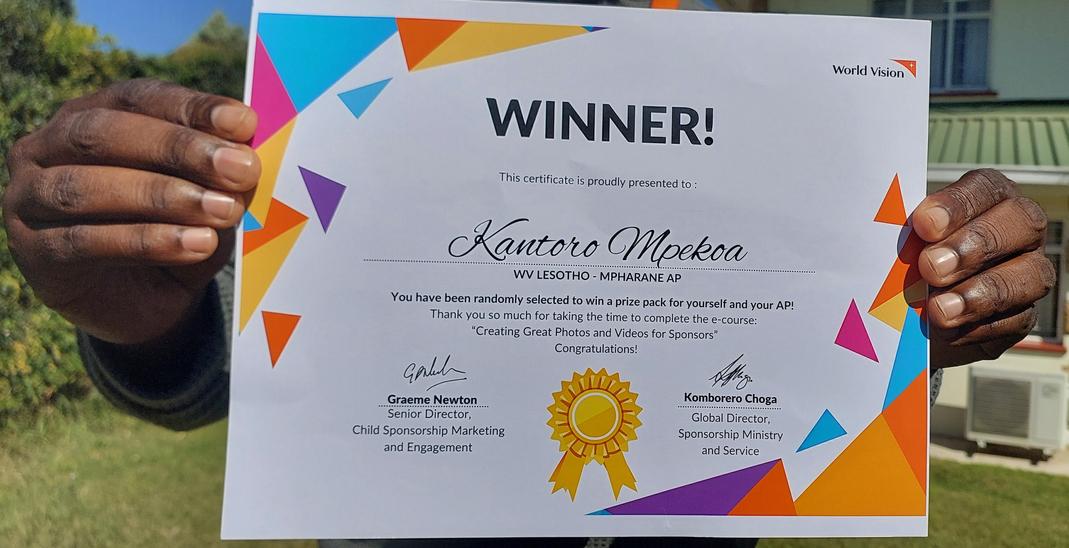 Mpekoa's Achievement in World Vision's Sponsorship EngagementTraining