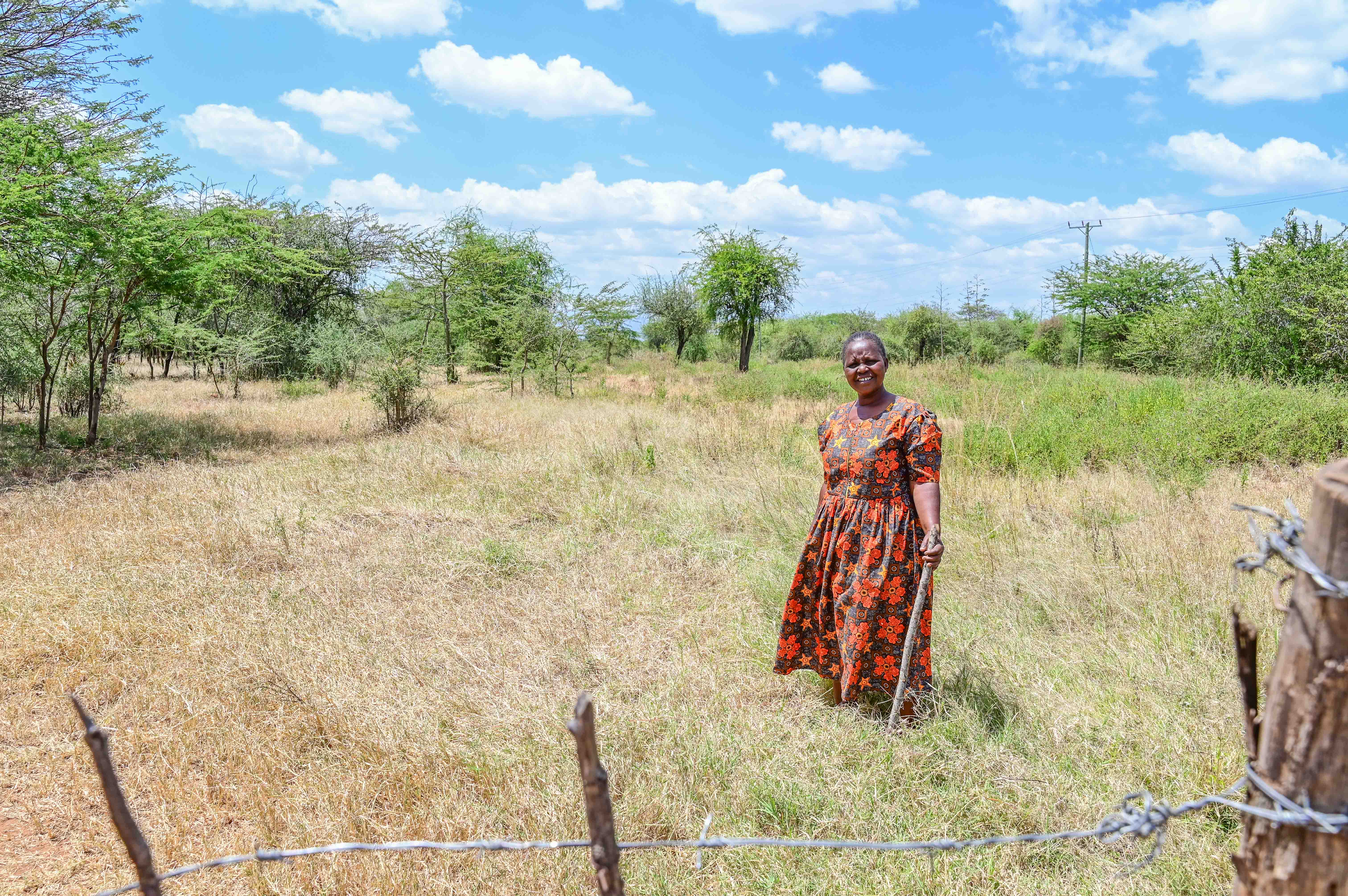 Selly now has a two-acre fenced plot of land with well-managed trees and regrowing indigenous grass. ©World Vision Photo/ Hellen Owuor