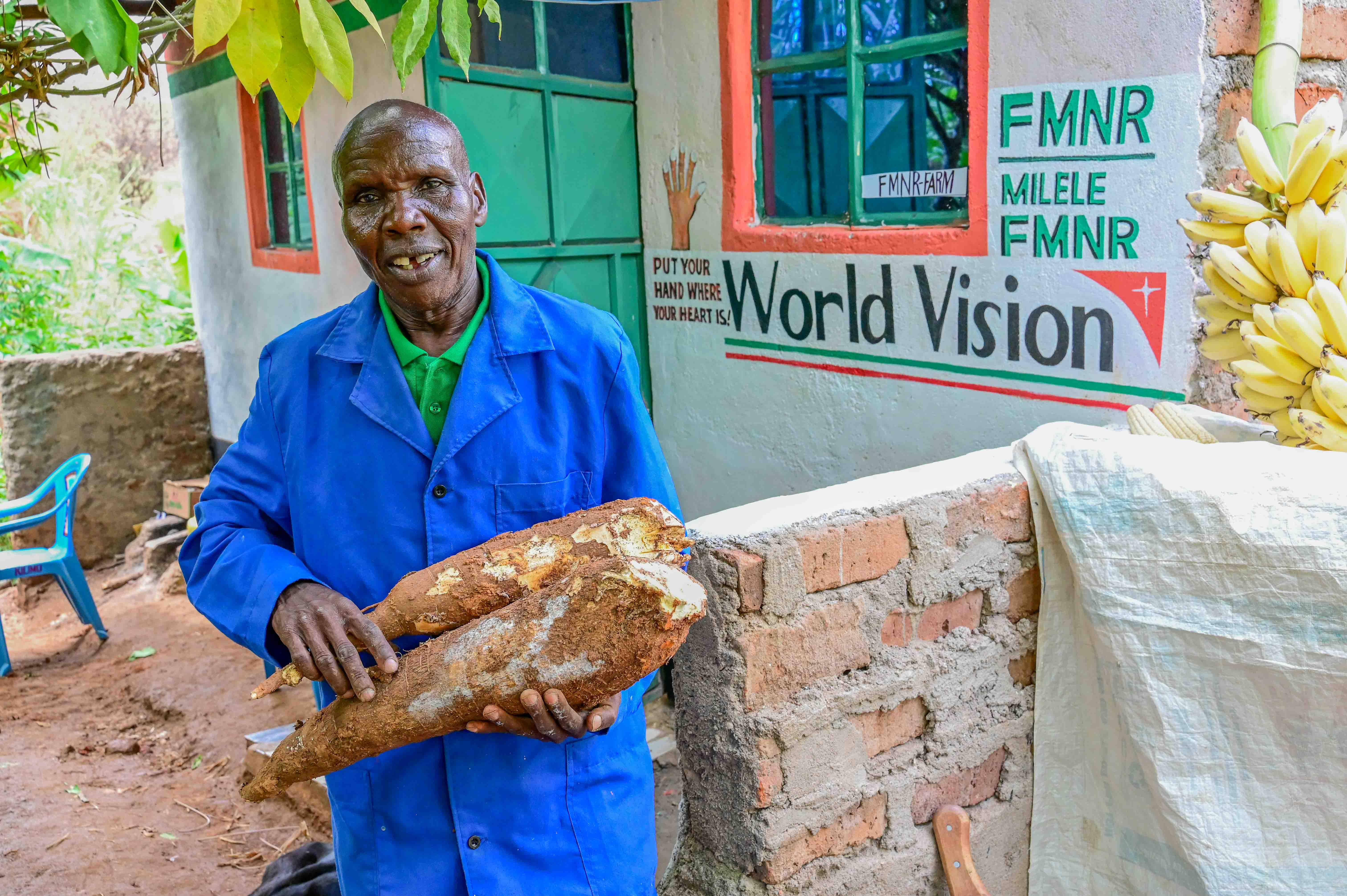 Pastor Wilson has swapped store-bought bread for healthier, homegrown options like cassava and sweet potatoes, straight from his own farm. © World Vision Photo / Hellen Owuor