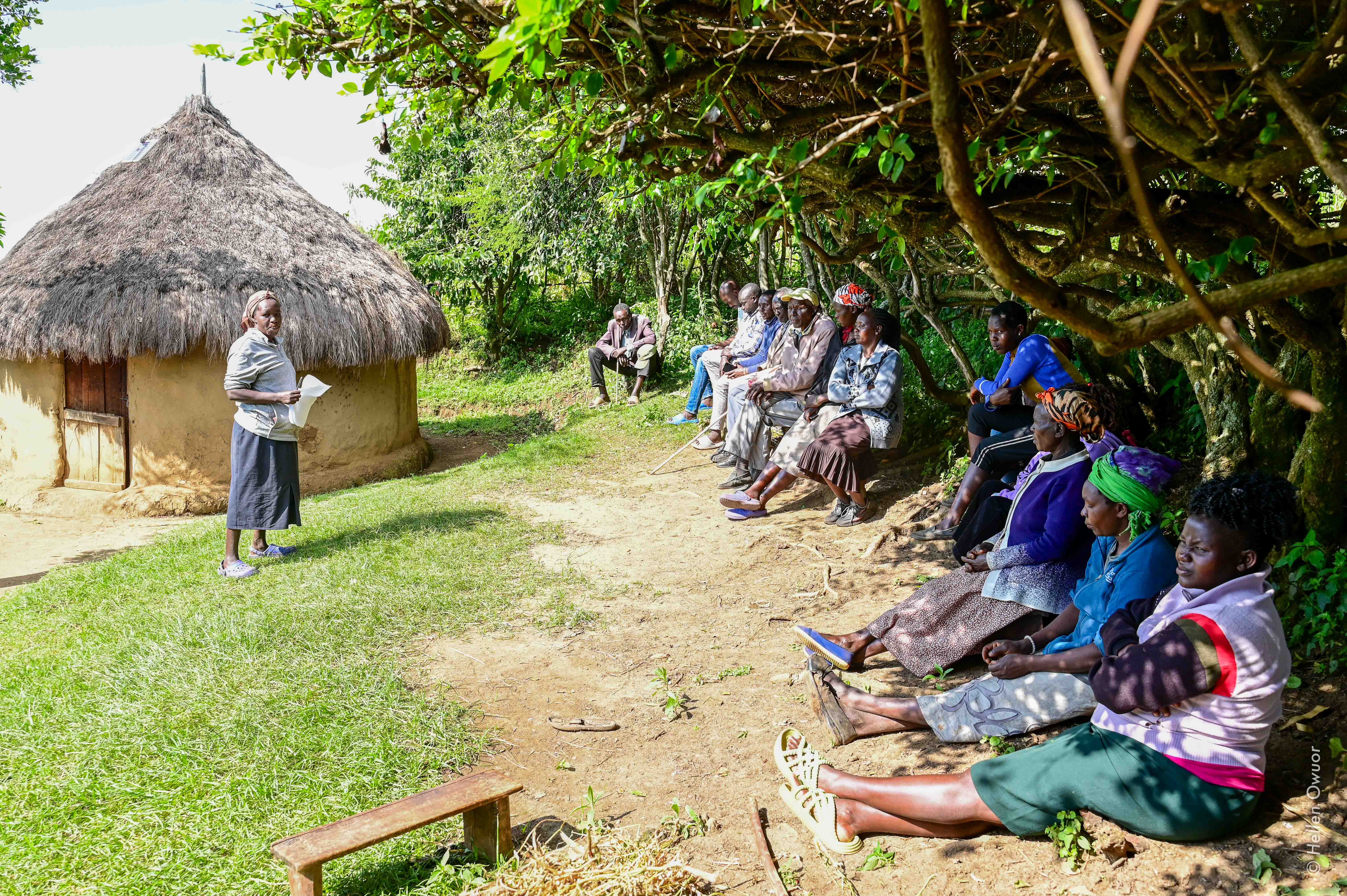 Scholastica meets with her replicates at her homestead in Kipkenda Village, Elgeyo Marakwet County, for a follow-up and discussion session. ©World Vision Photo/Hellen Owuor