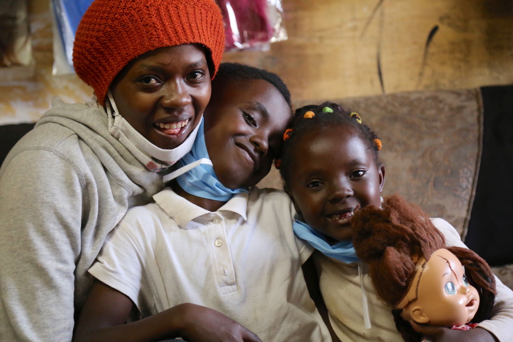 Petronila with her children - Shadrach and Mirriam at their home in Kajiado County, Kenya. ©World Vision Photo/Susan Otieno.