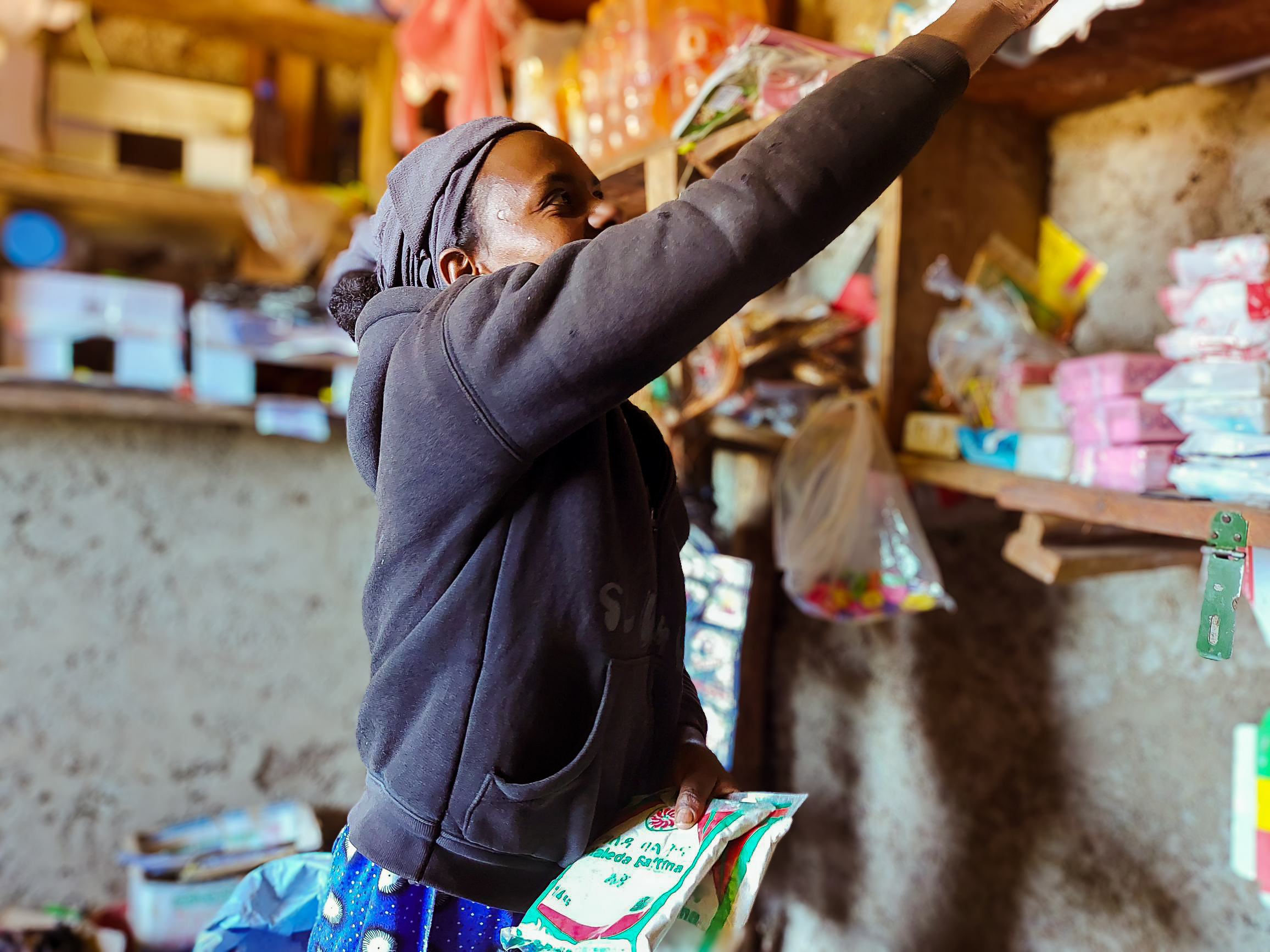 Tadelech at her shop stalking