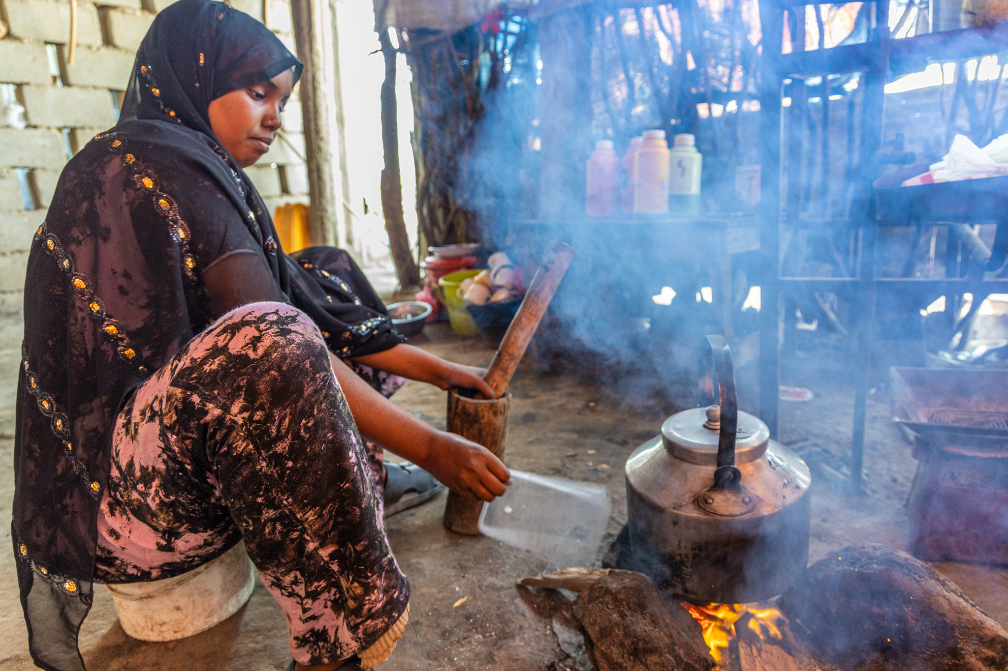 Marwa Farhan Mohamed, 15, doing chores at her family’s home in rural Somalia.