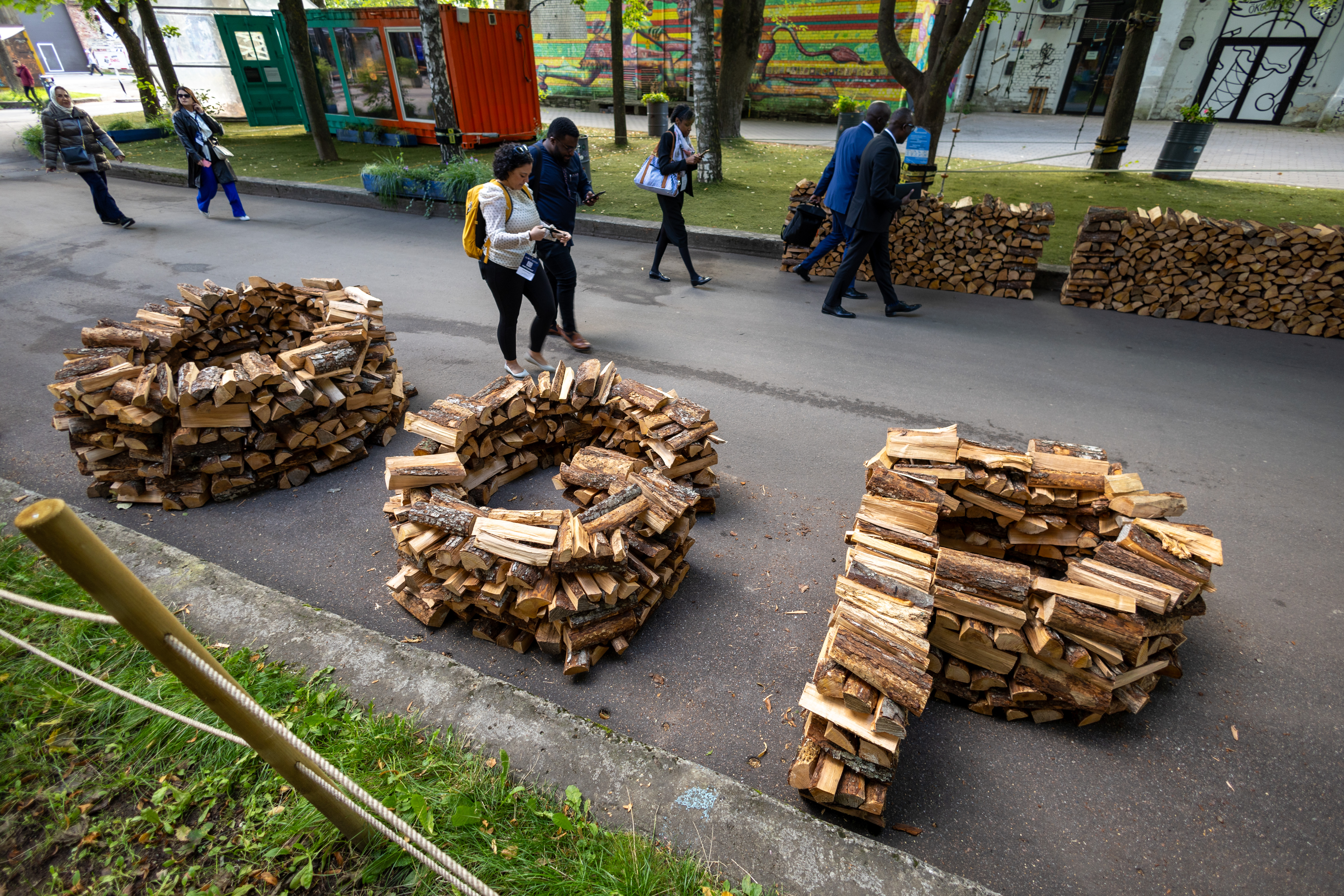 Logs shaped into the OGP sign