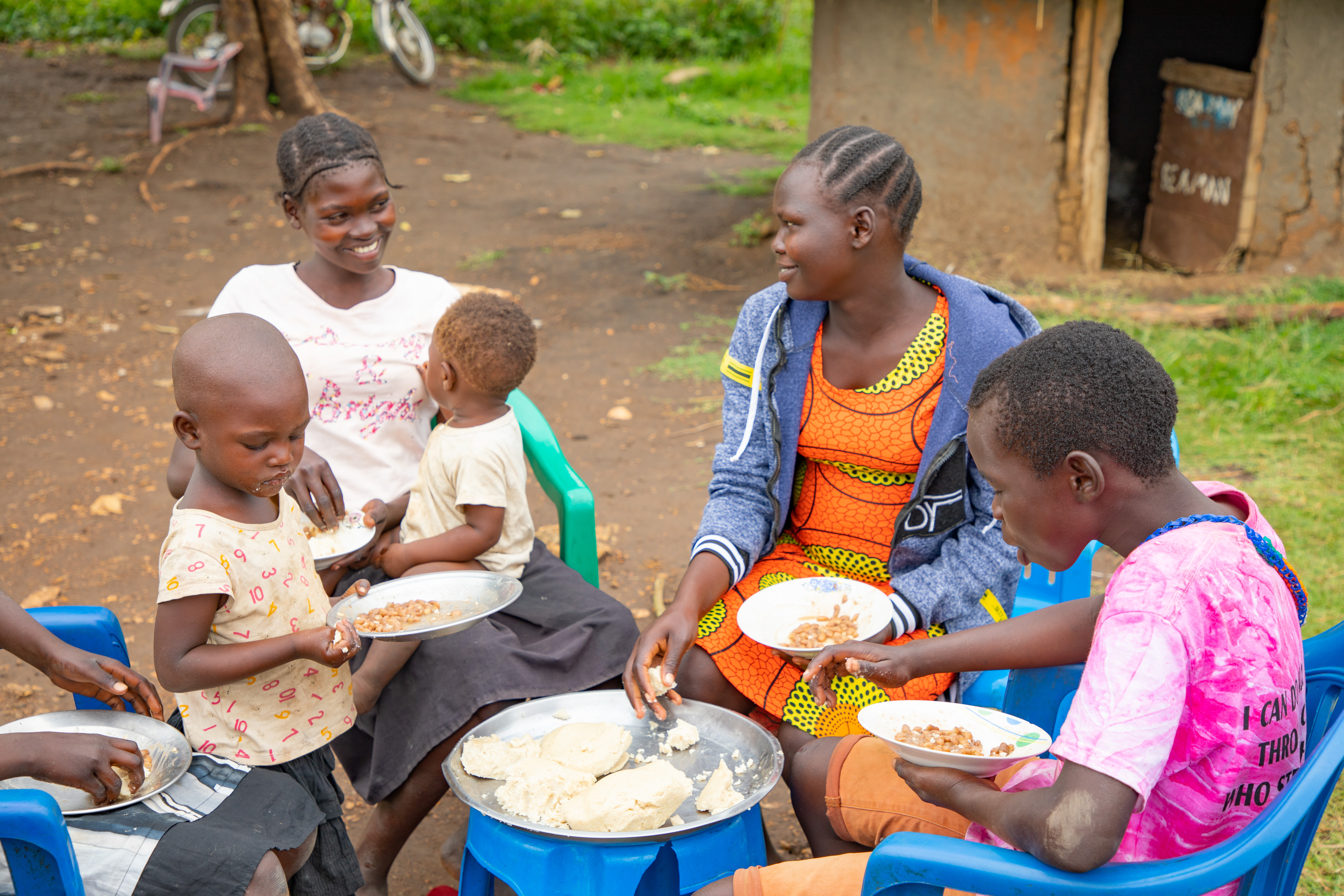 the family eating