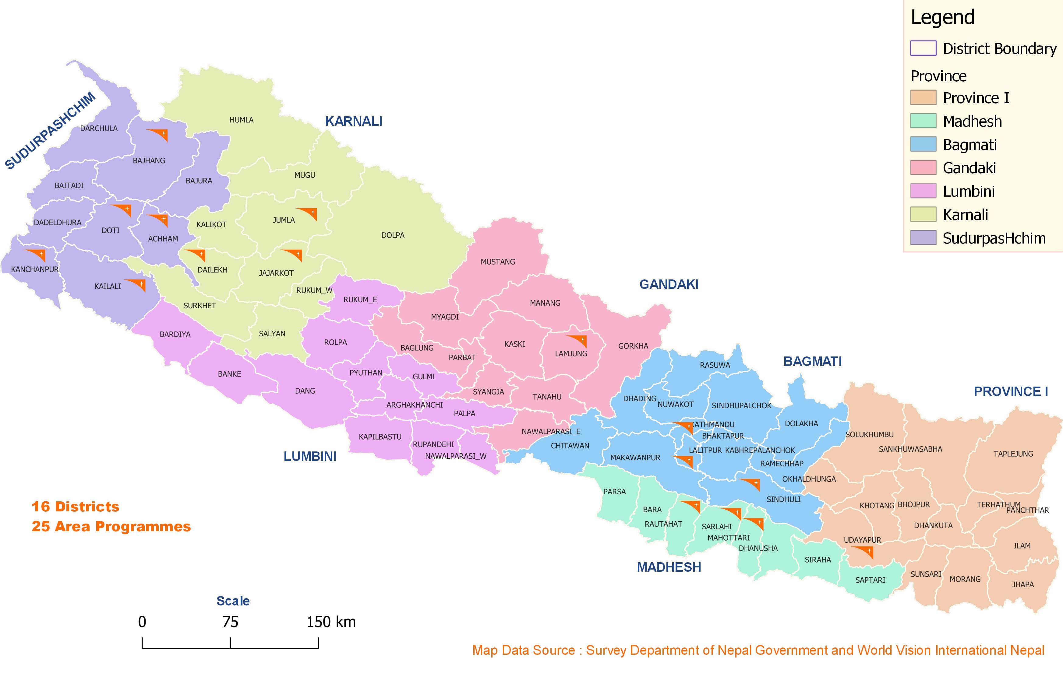 World Vision International Nepal Working Locations
