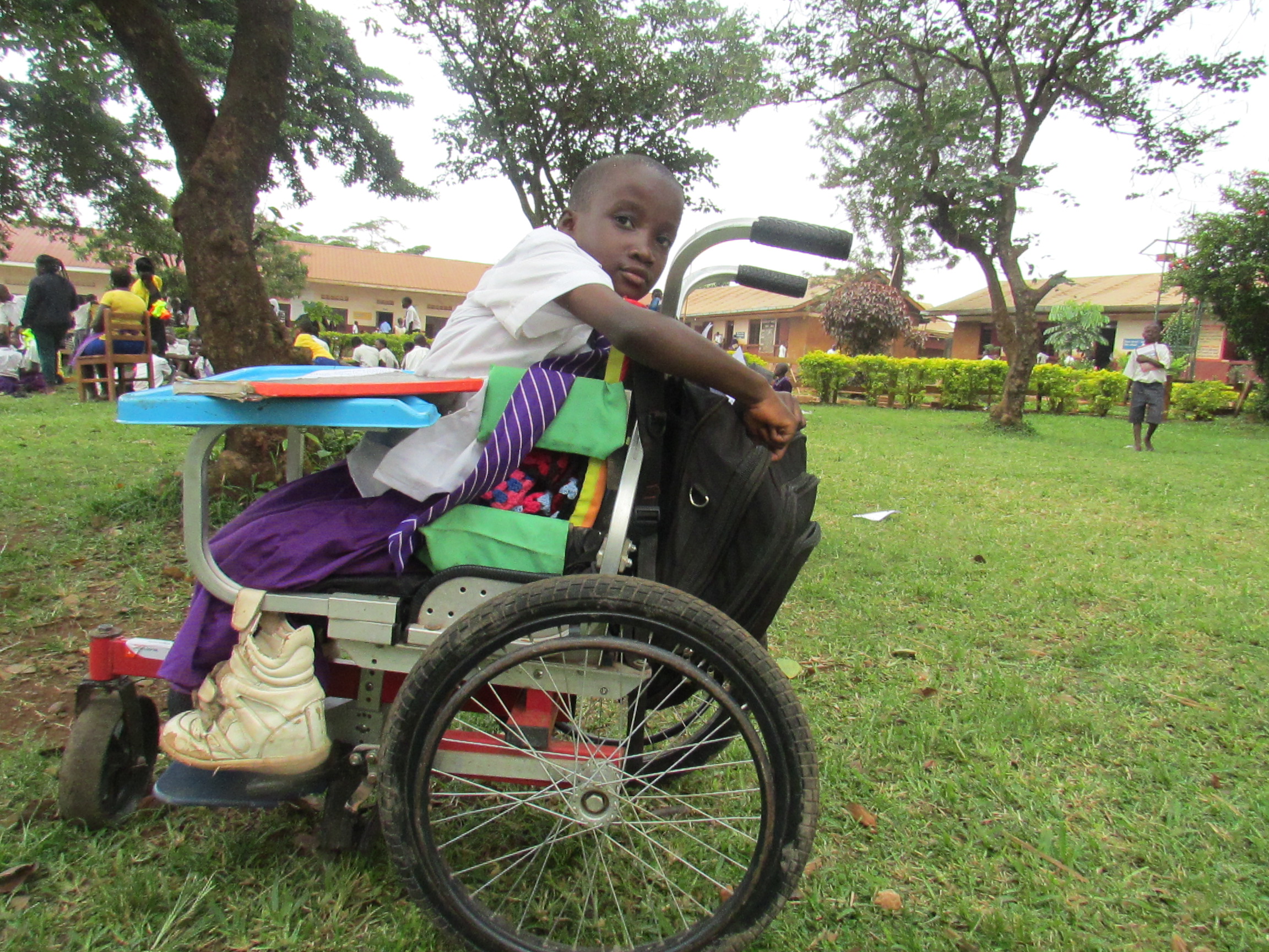 Benitah also uses her wheelchair to carry her school bag.