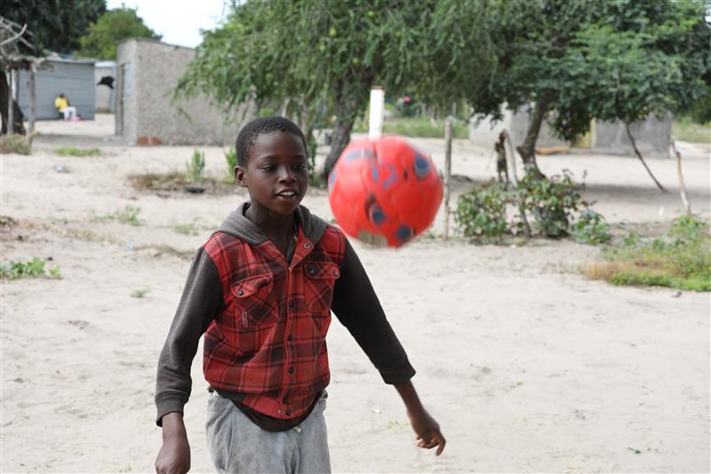 Azaria playing football  