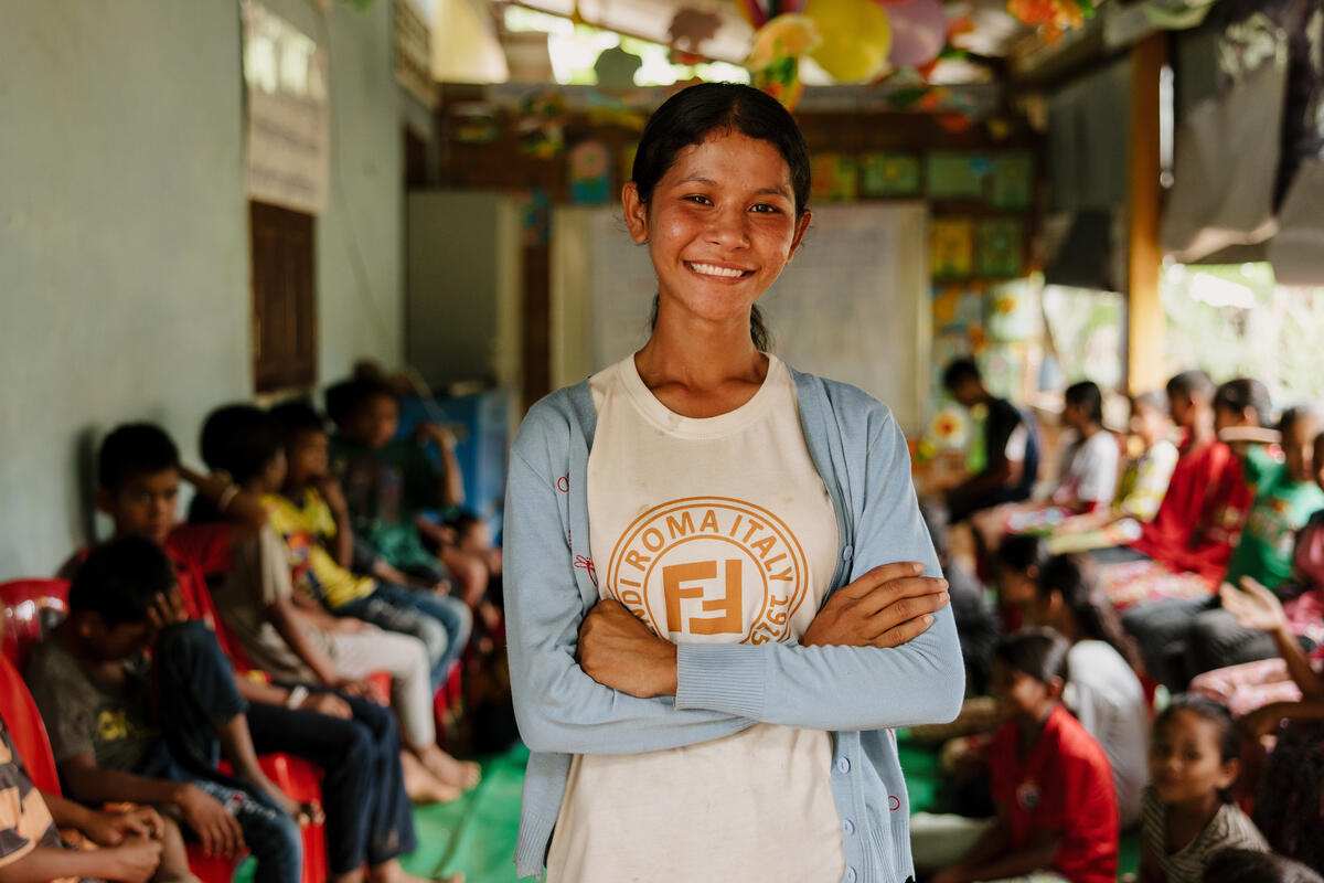 18-year-old Phally aspiring to be a child leader in Cambodia.
