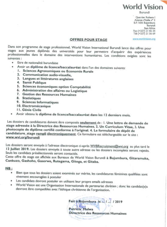 Offre de stage 
