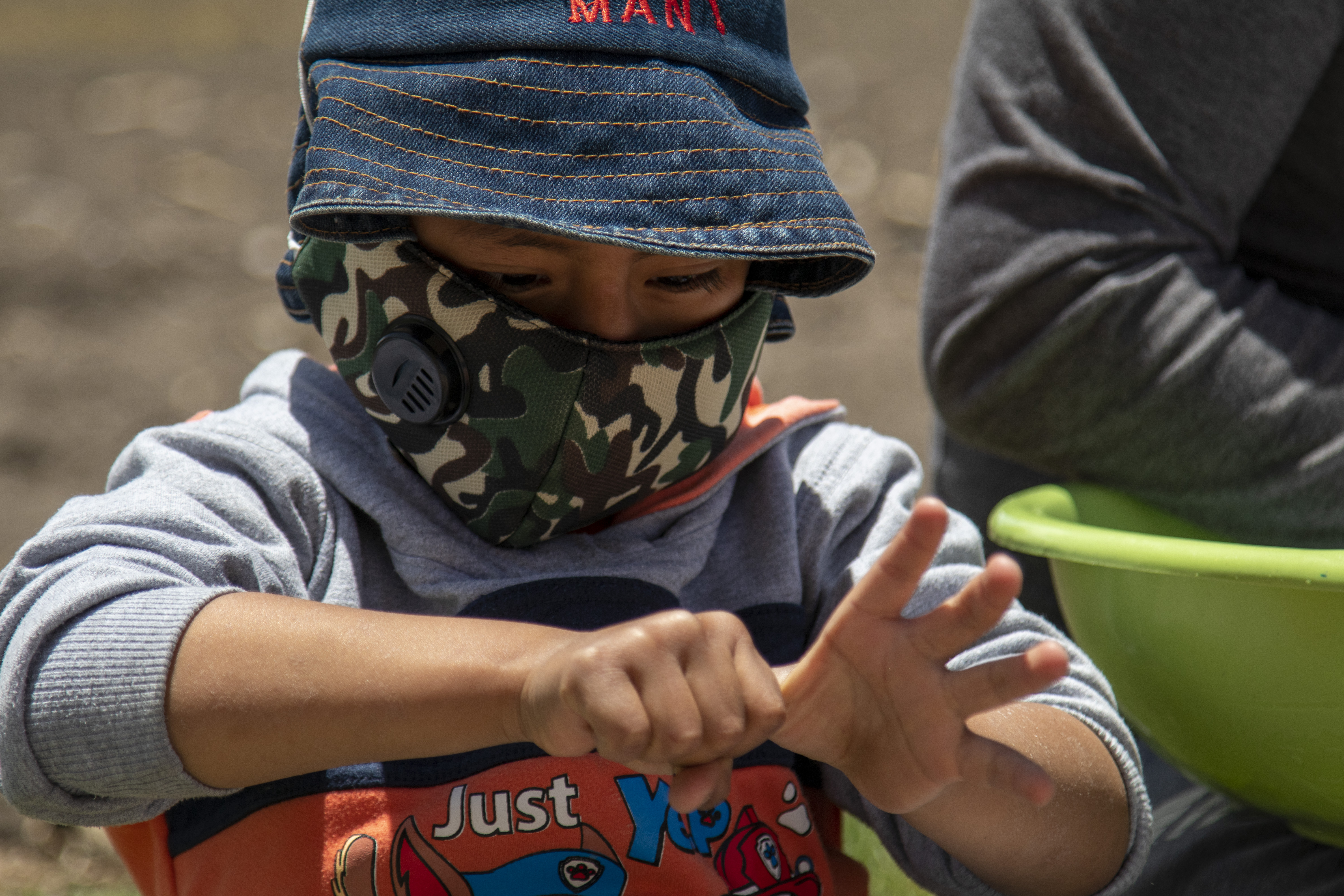 Victor, a 5-year-old from Ecuador demonstrates what he learned from World Vision, how to properly wash his hands to protect himself and his family from COVID-19
