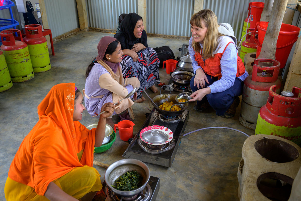 “When women are empowered, their whole family benefits—especially in a crisis. Every time I visit the camps, Rohingya women tell me that they don’t want to be dependent on aid. They want to learn new skills so they can earn a living and feed their children better. Many are emerging as strong community leaders. As a woman leader myself, I want to do everything I can to support them.” says Rachel.