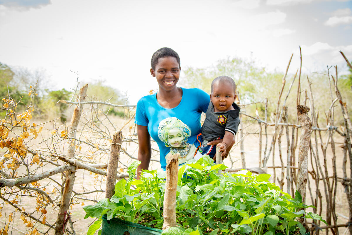 families in Kenya enjoy food grown in their kitchen gardens
