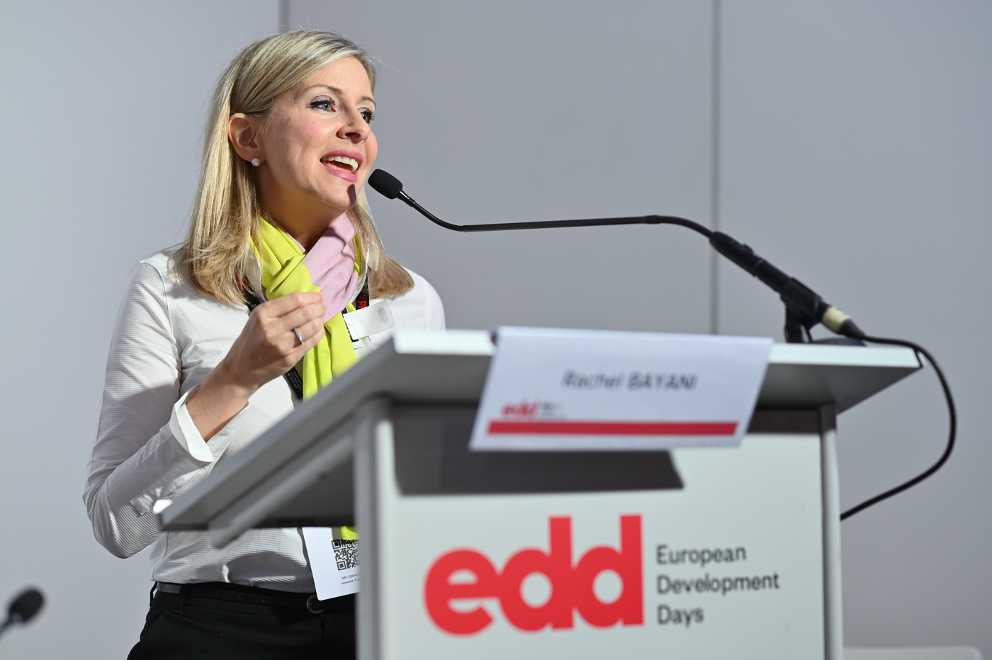 Woman speaking at European Development Days