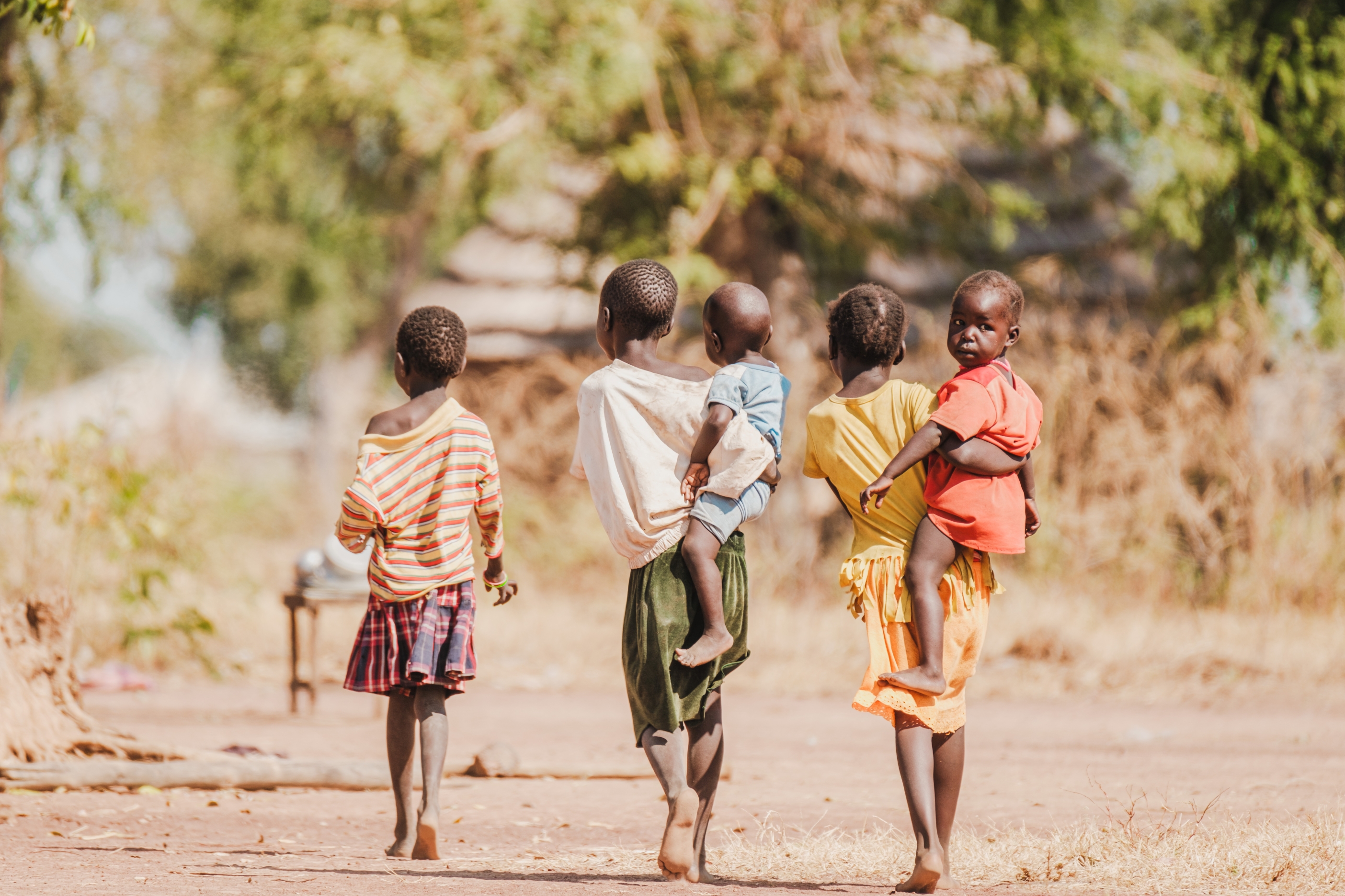 Children walking back home, The Kuony Village, South Sudan.