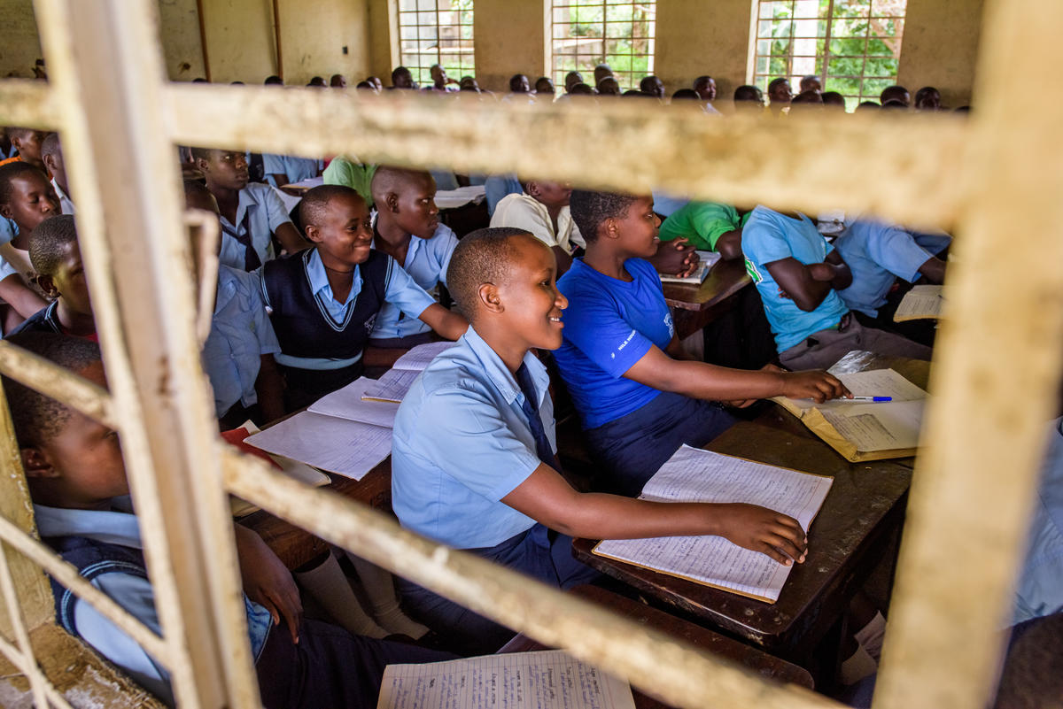 Janet in school in Uganda