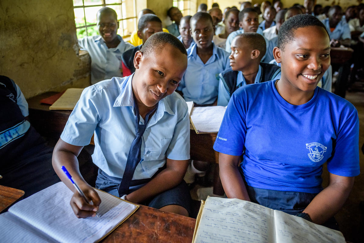 Janet is happy to be back in school where she is free to learn.