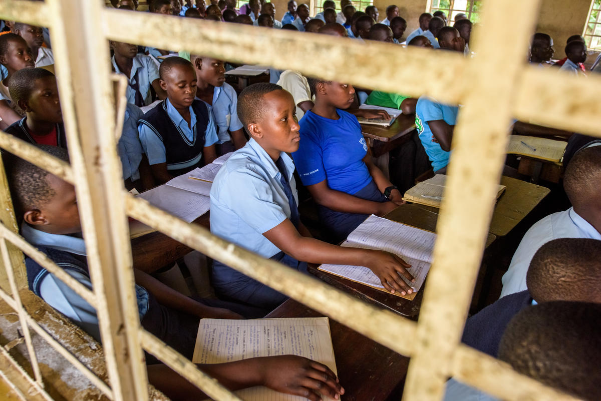 Janet in school in Uganda