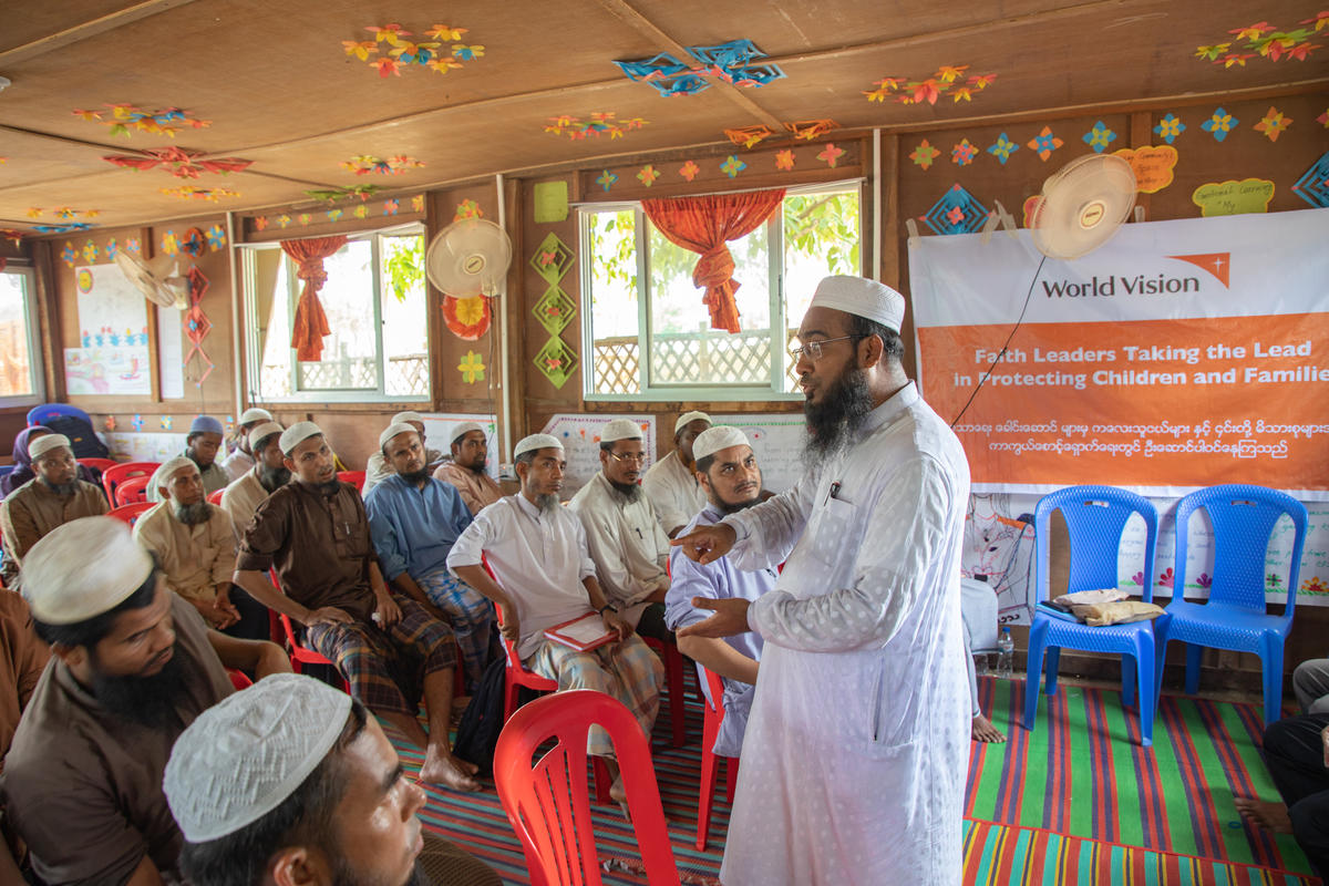 GENDER-BASED VIOLENCE PREVENTION  Imams and women leaders met to discuss ways to prevent child marriage during a recent World Vision Channels of Hope workshop. 