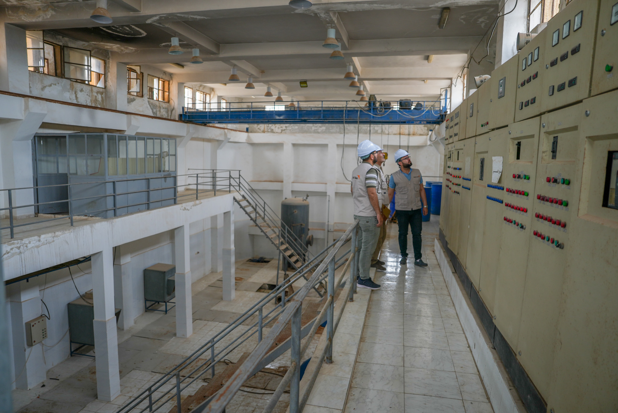 World Vision Syria Response’s solar-powered water pumping station from the inside. World Vision Syria Response, Zaher Jaber