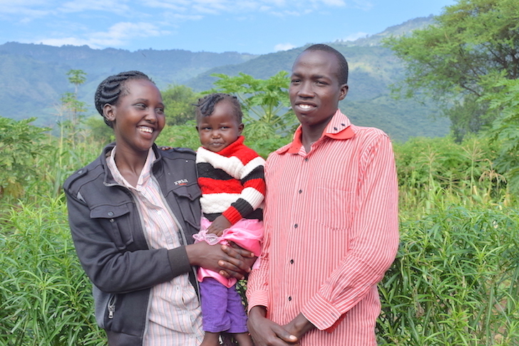 Loice and her husband Anthony are happy that the millet porridge fortified with edible insects has enabled their daughter to gain weight and stay health. ©World Vision /Sarah Ooko.