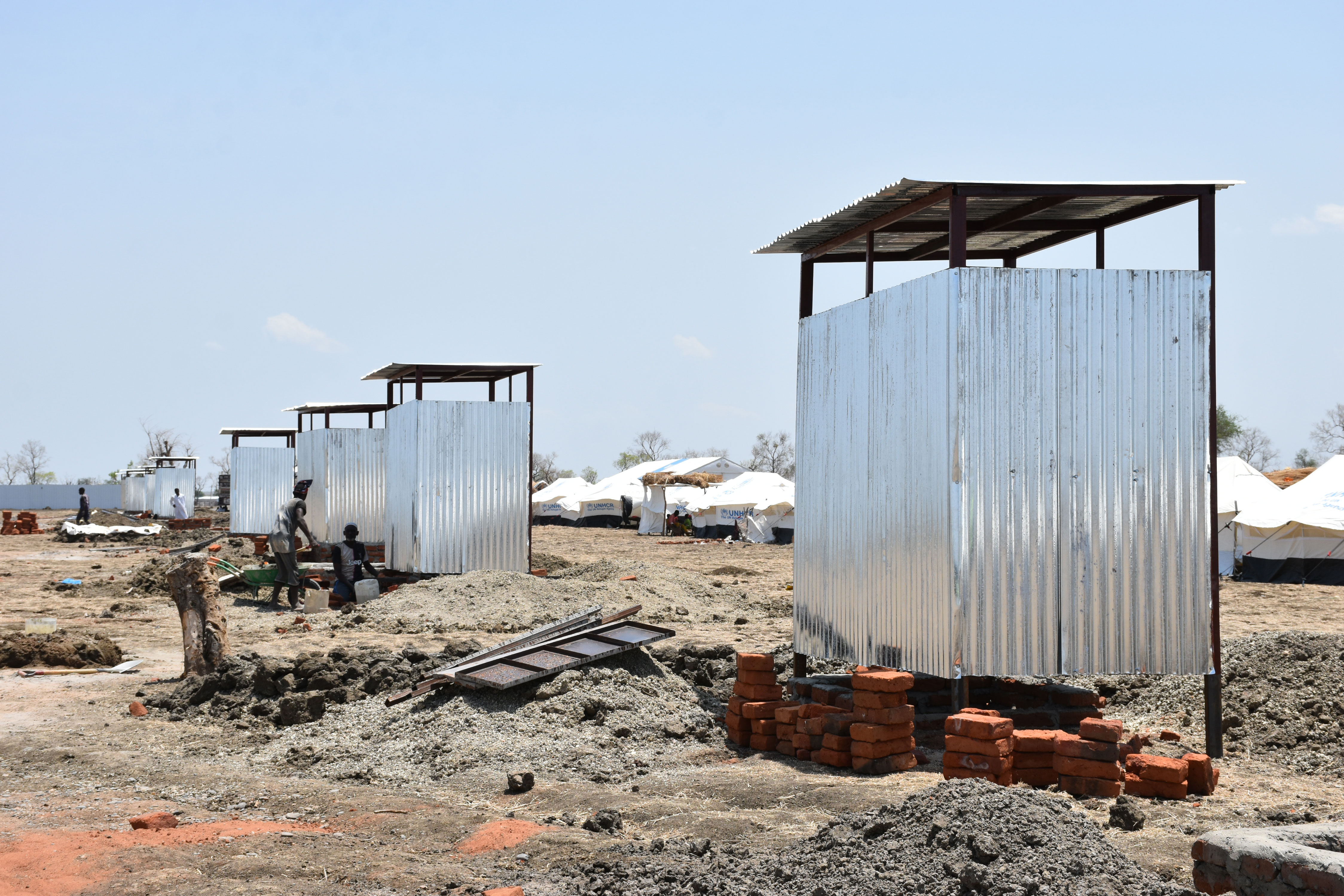 Work is in progress to ensure there are some basic sanitation facilities for refugees in thecamp