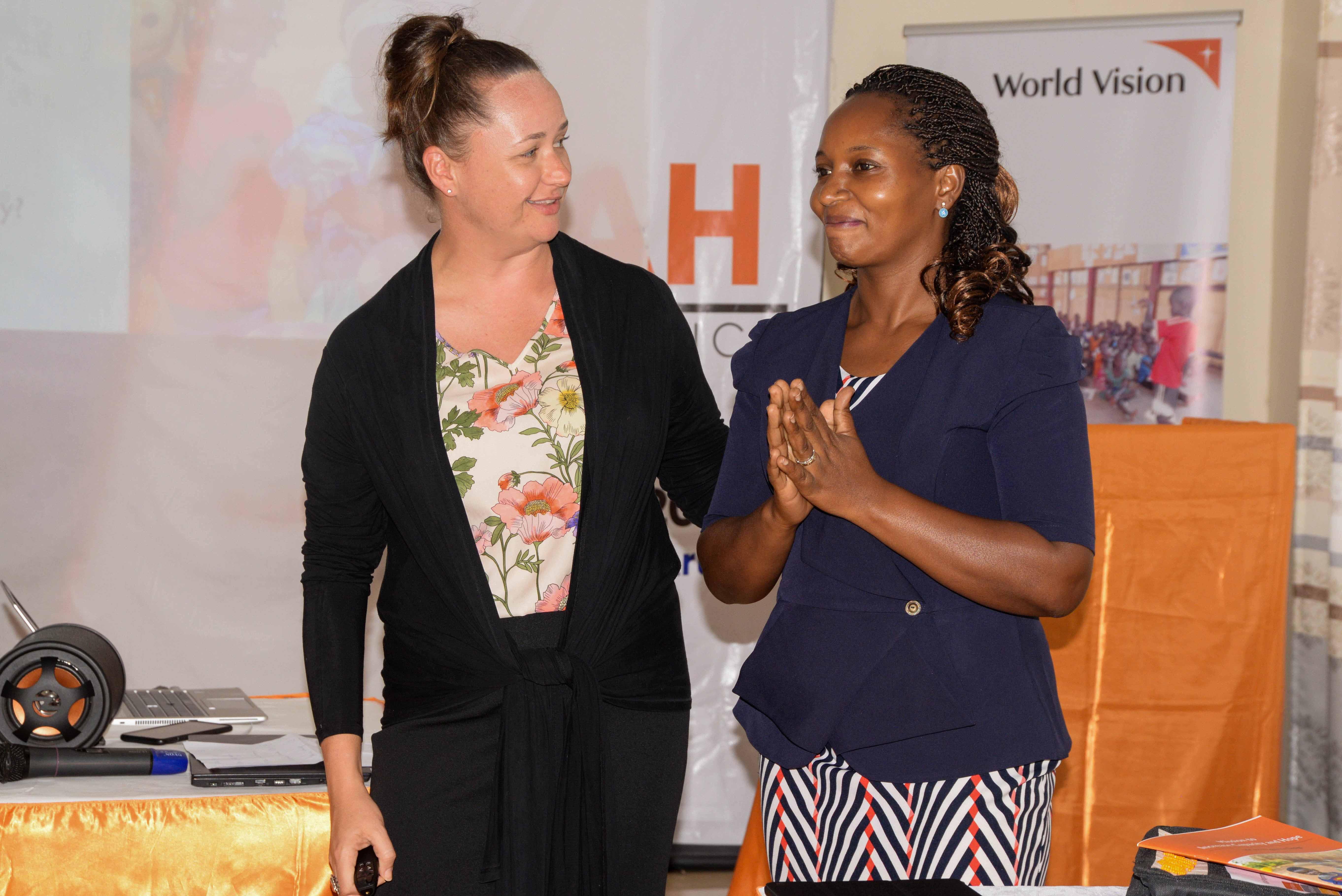 World Vision Uganda Refugee Response Director, Jennifer Neelsen and MICAH Program Manager, Mary Njeri at the event.