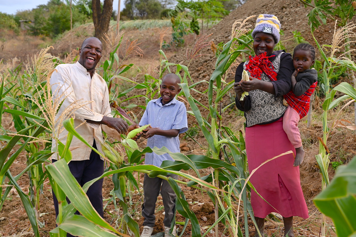 Due to improved farming techniques and water harvesting, the family has a wide variety of food crops that boost their household food security. ©World Vision Photo/Sarah Ooko.