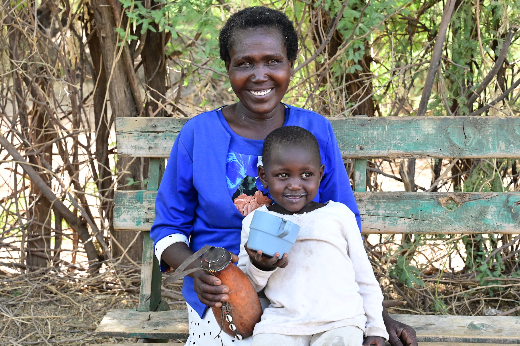 Gladys’ 2-year-old granddaughter enjoys drinking traditional fermented goat or cow milk locally known as Mursik. It is fermented in a special gourd lined with soot. World Vision Photo/Hellen Owuor.