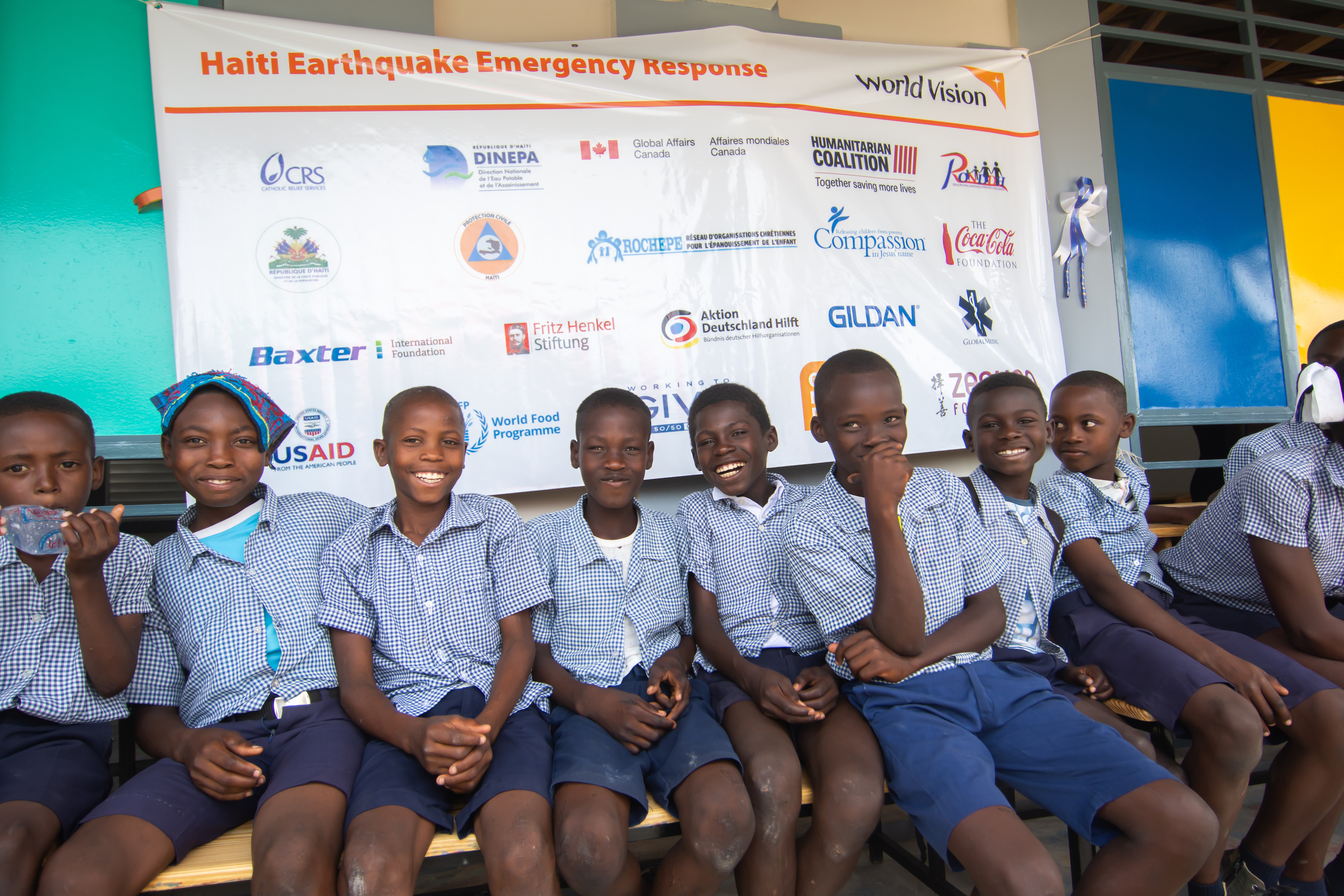 Children of the school during the inauguration ceremony