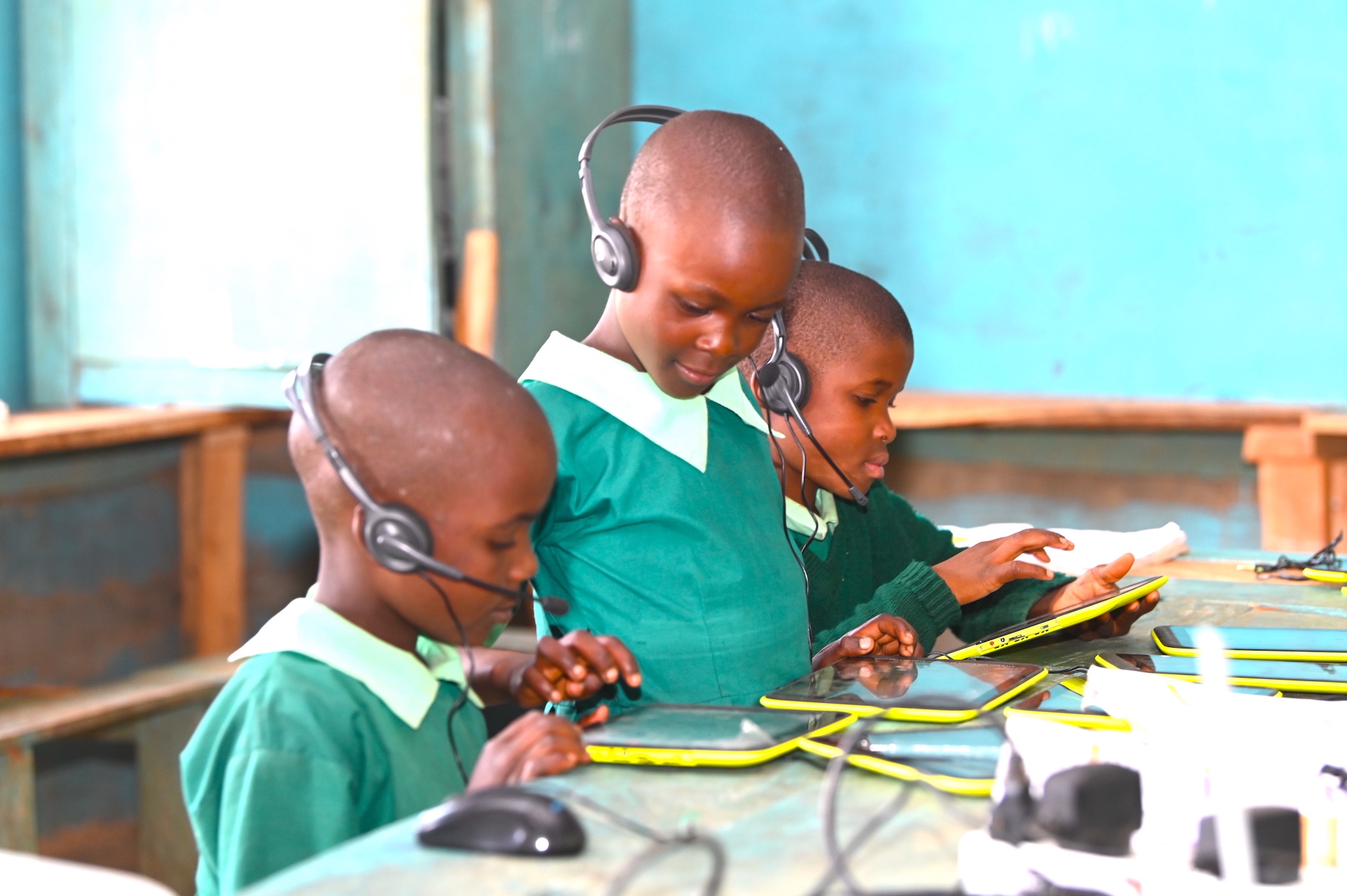 The digital literacy project seeks to enhance the literacy and numeracy skills of school children. Byline: ©World Vision Photo/Allan Wekesa.
