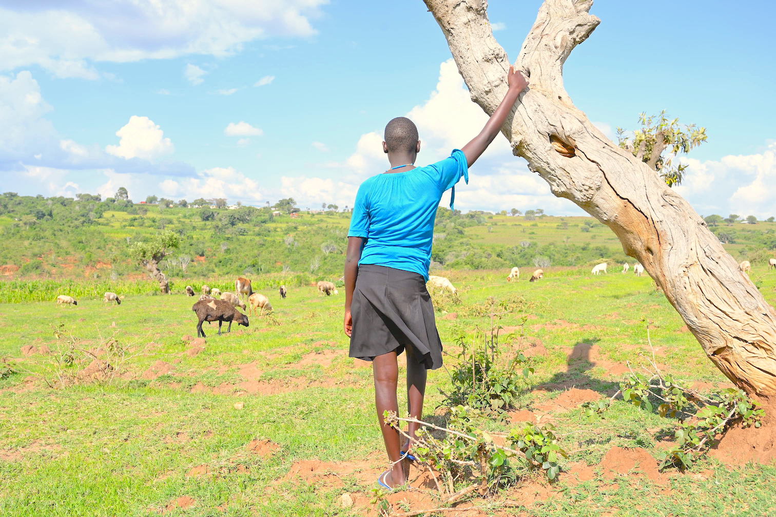 Mary at her home in West Pokot County, Kenya. She is grateful for the opportunity to go to school and learn. ©World Vision Photo/Sarah Ooko.
