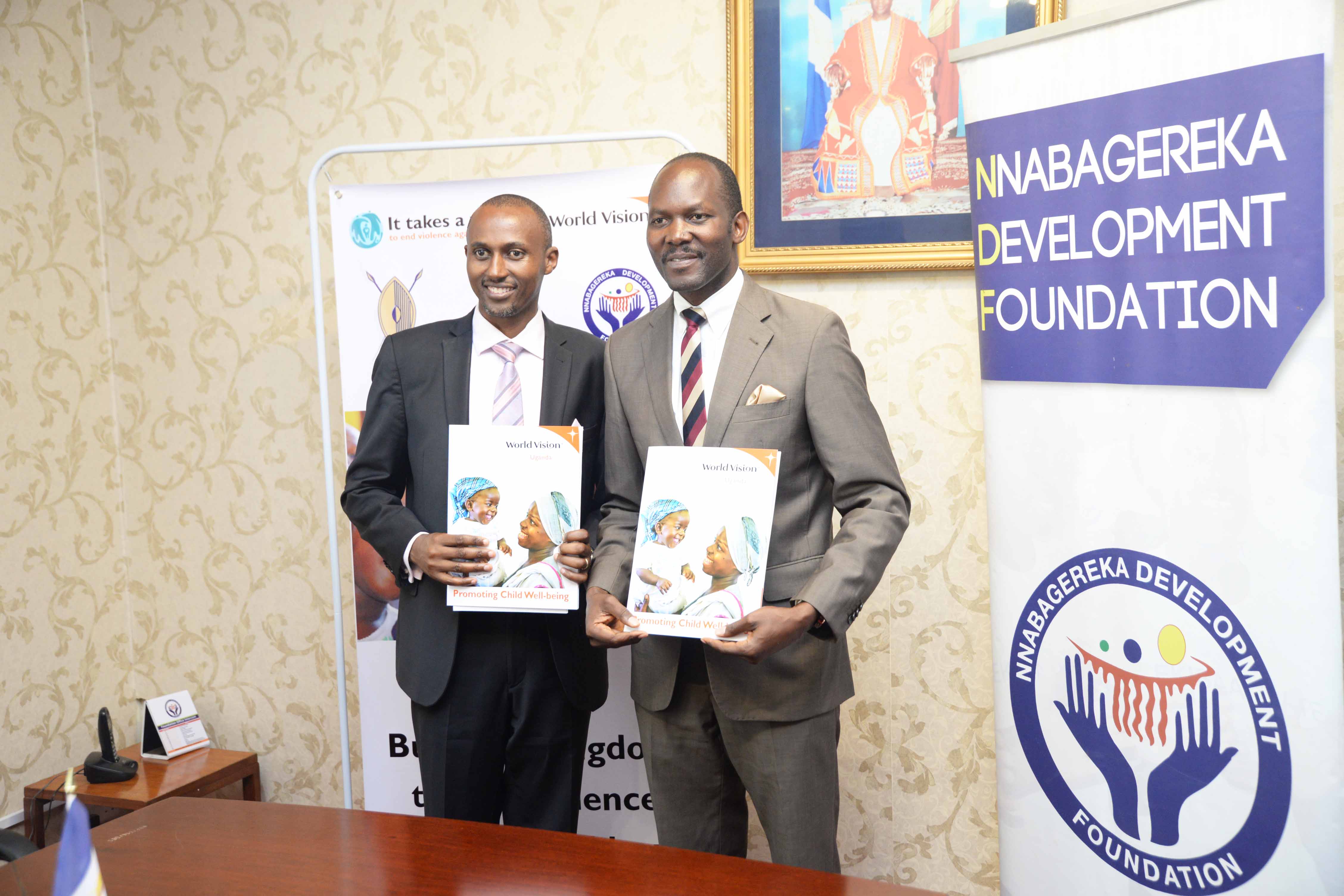 Operations director for World Vision in Uganda with the board chair of the Nabagereka foundation