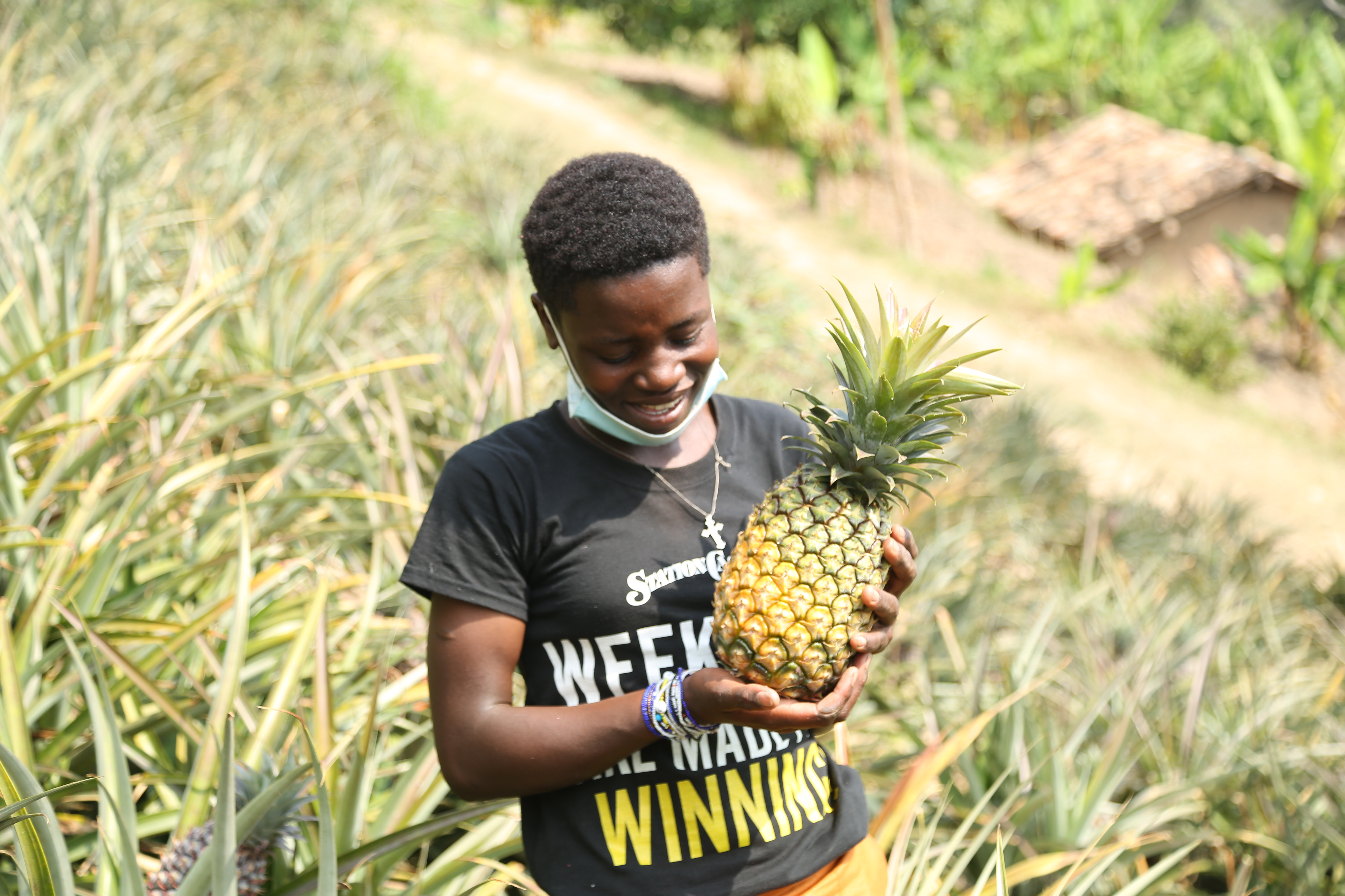 Delphine in the pineapple plantation